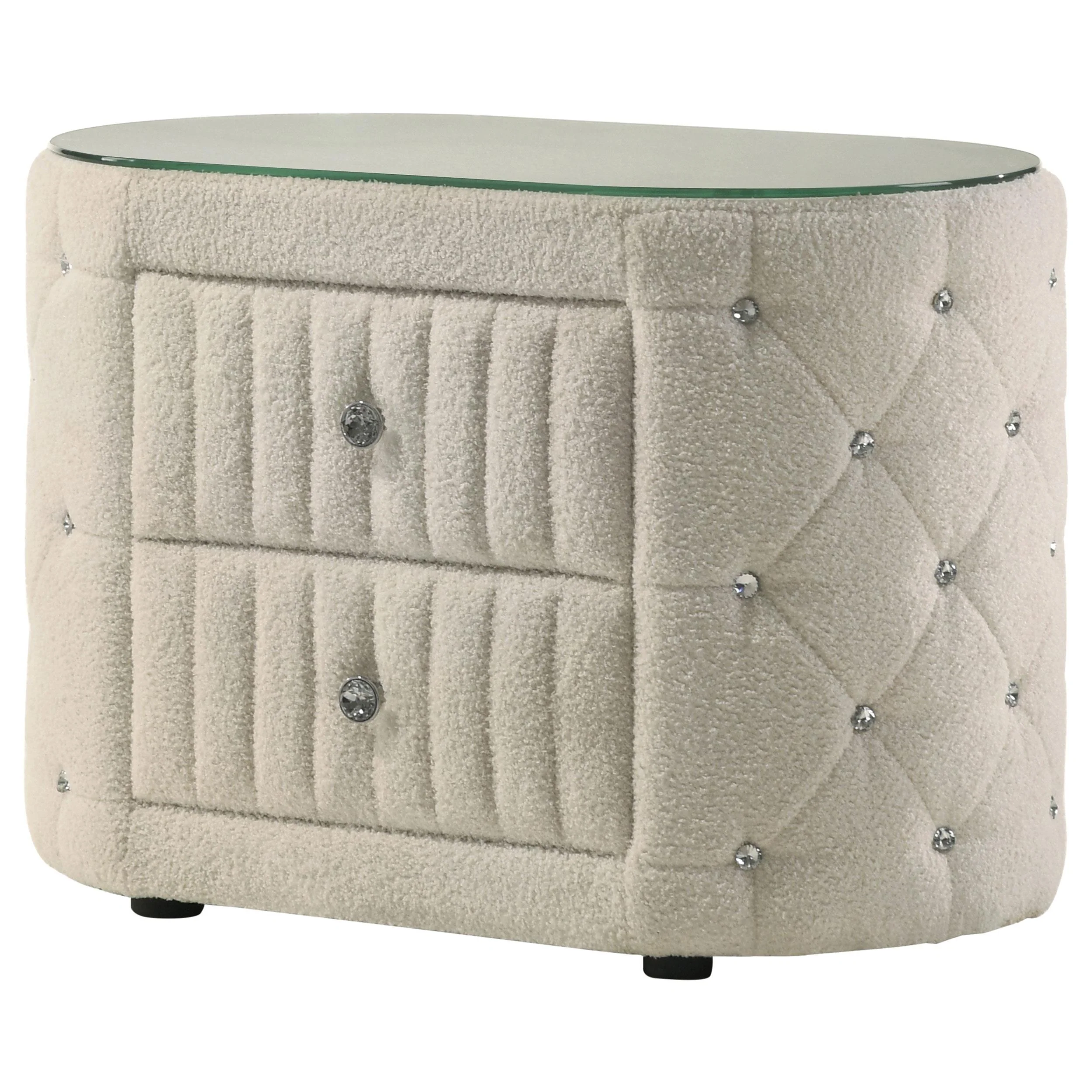 Coaster Furniture Sonya 360112 2-Drawer Upholstered Nightstand Bedside Table - Ivory - Image 2