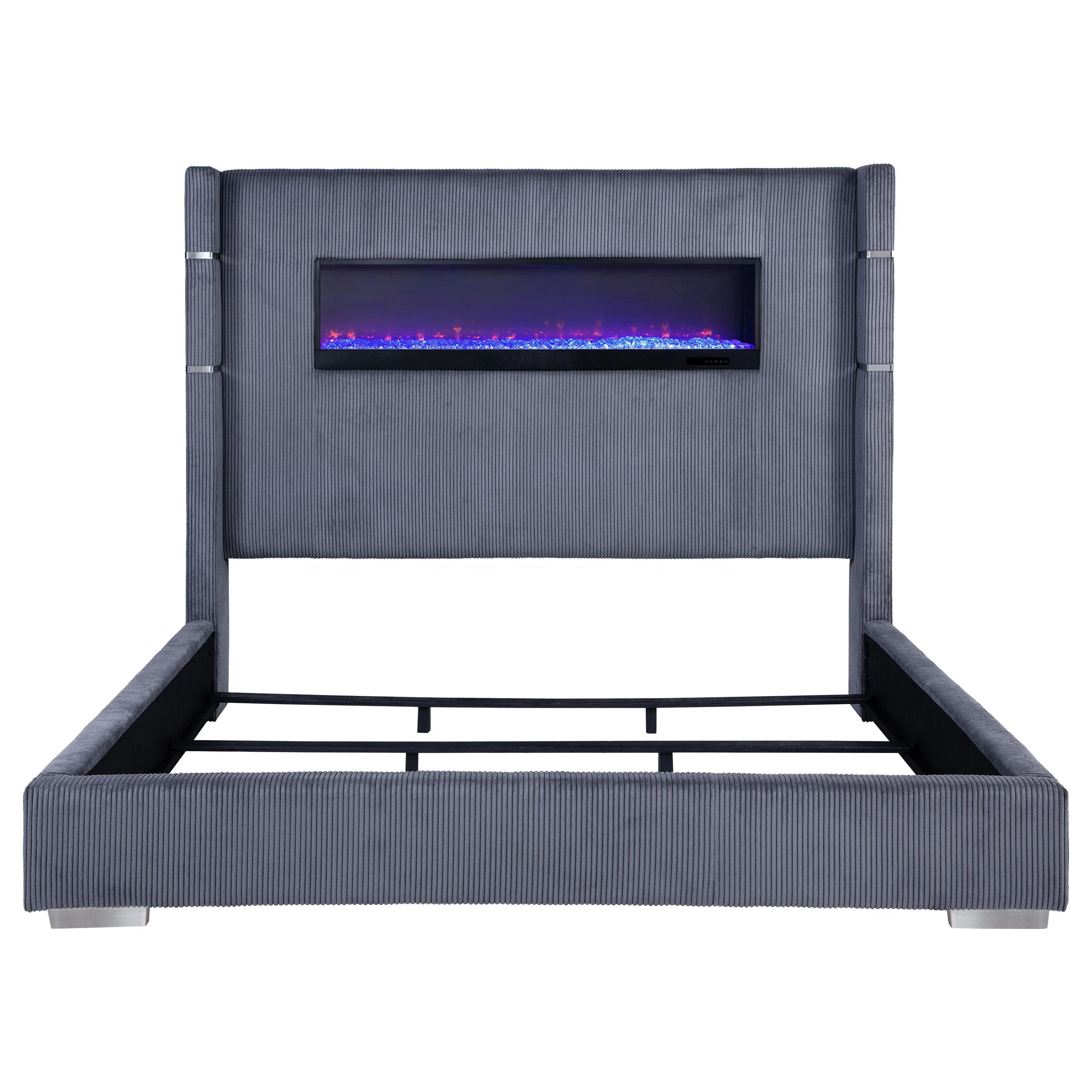 Coaster Furniture Tisdall 306030KE Upholstered Eastern King Flame Visualizer Bed - Grey - Image 3