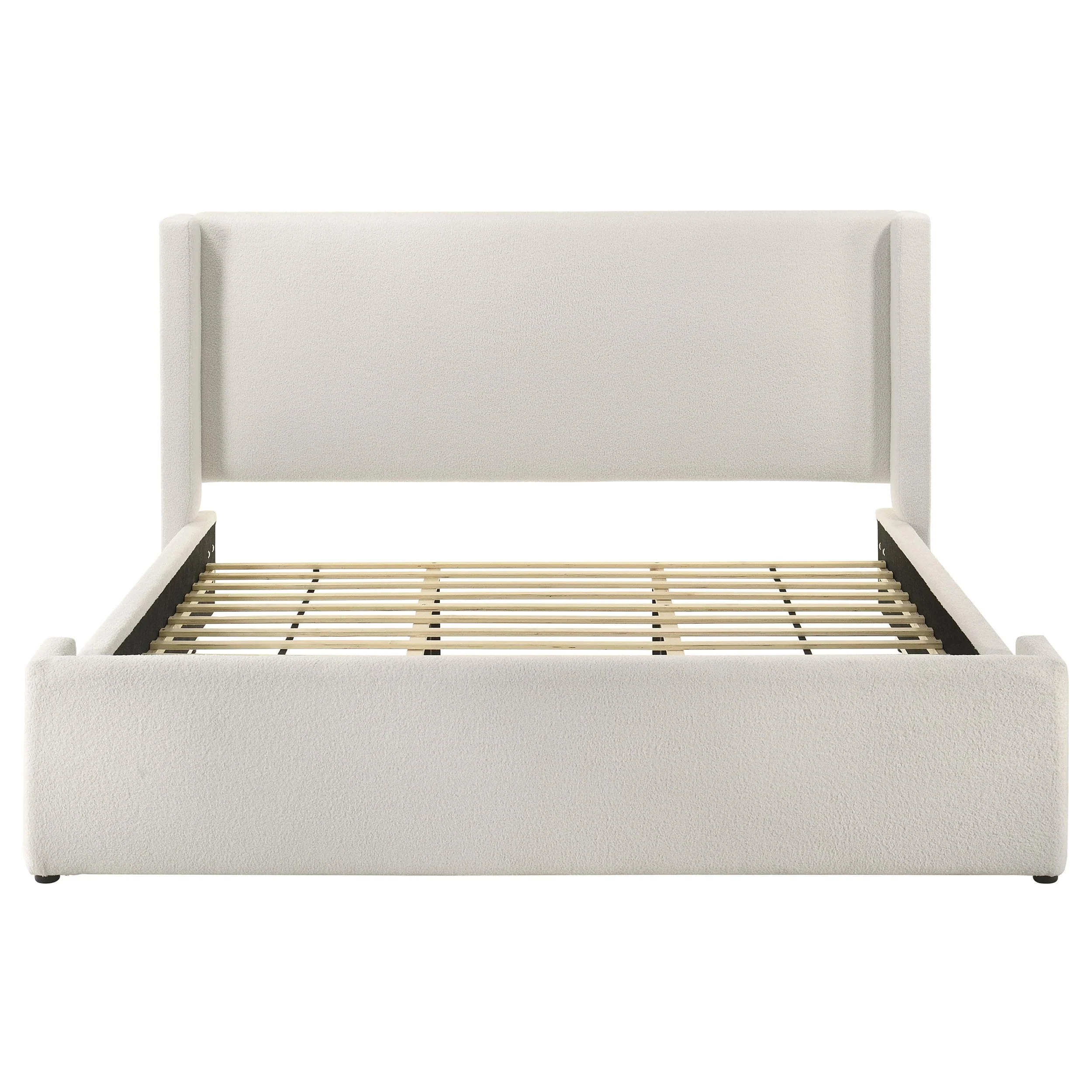 Coaster Furniture Alamosa 310078KE Boucle Upholstered Eastern King Platform Bed - White - Image 3