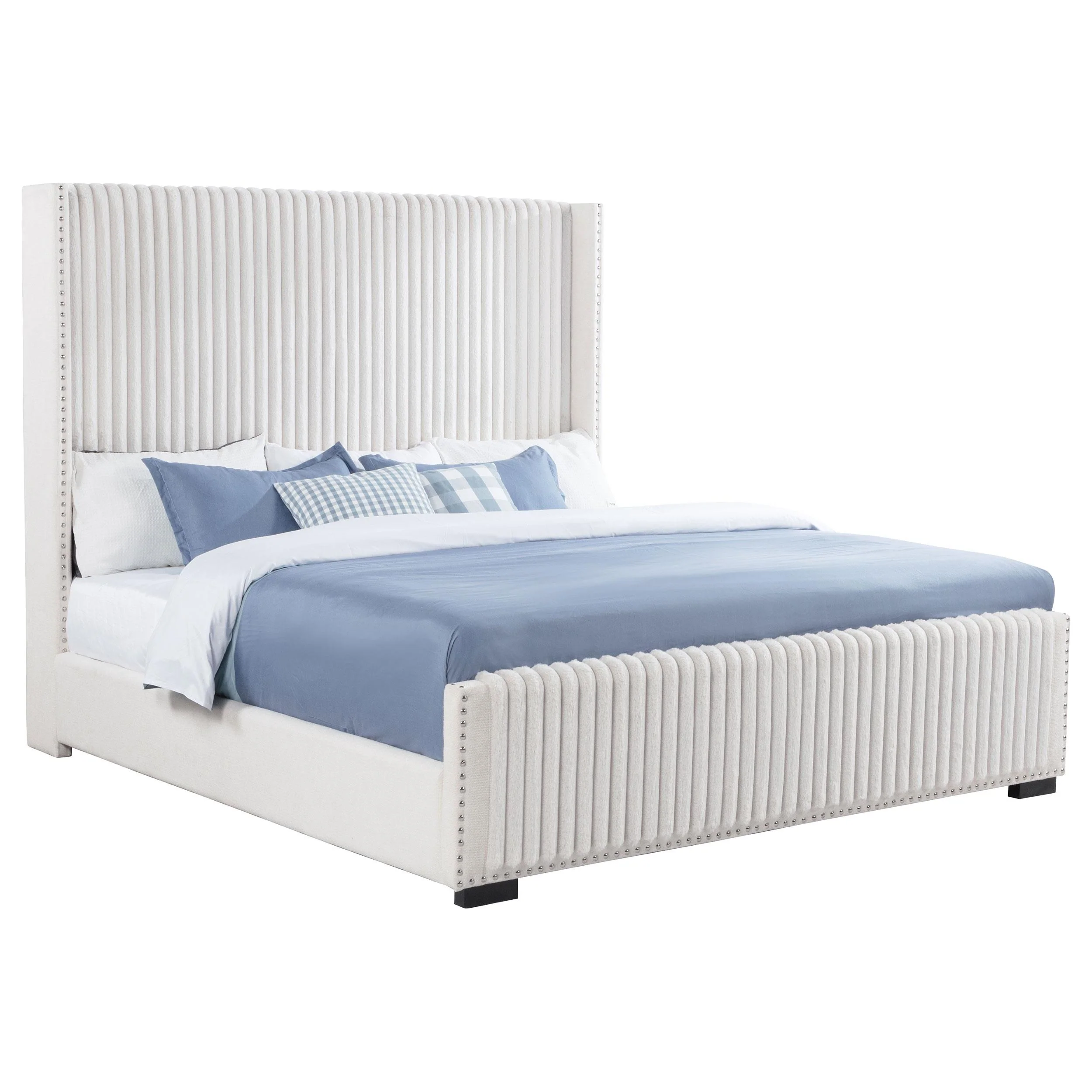 Coaster Furniture Natasha 306051KE 65-inch Upholstered Eastern King Wingback Bed - Cream - Image 2