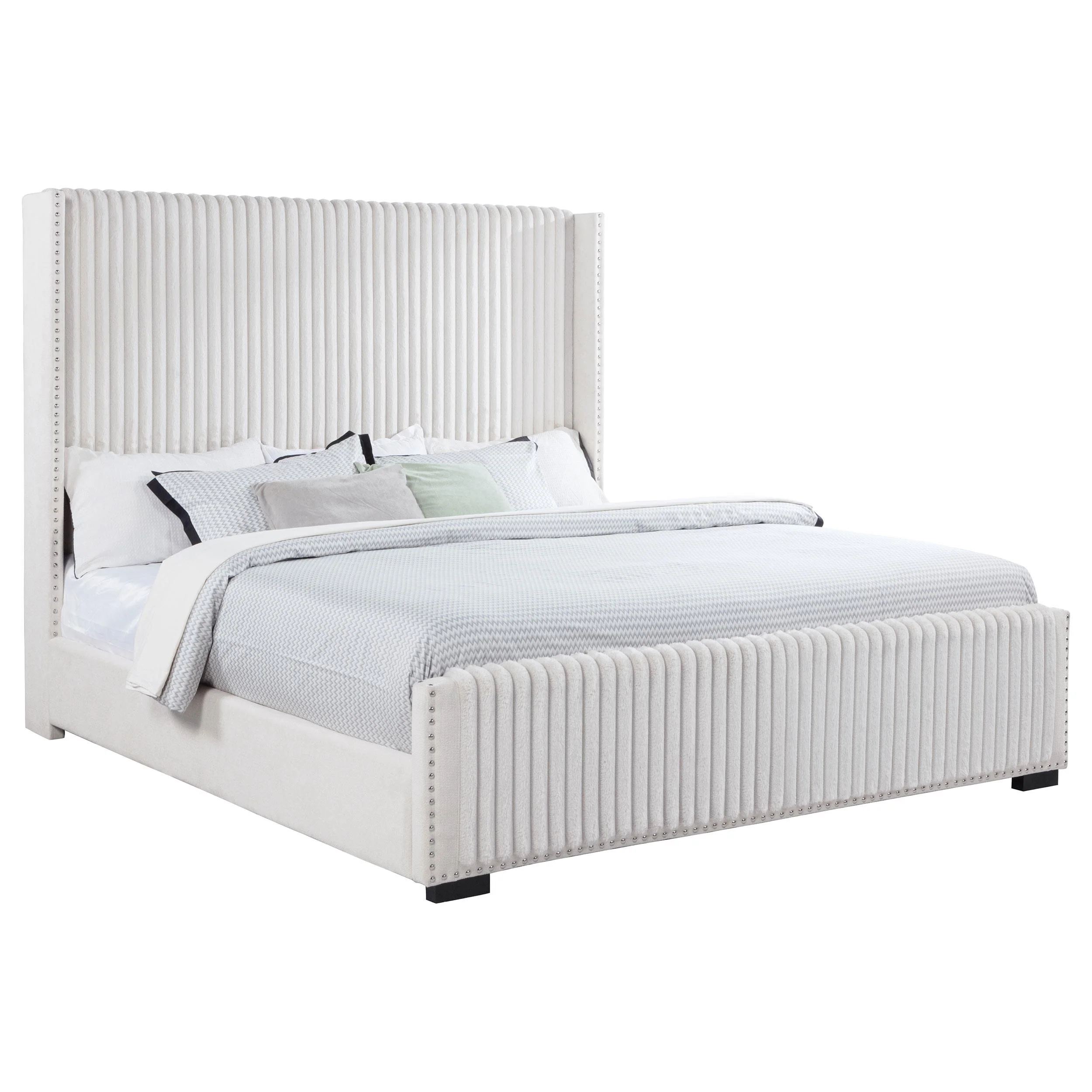 Coaster Furniture Natasha 306051KW 65-inch Upholstered California King Bed - Cream - Image 2
