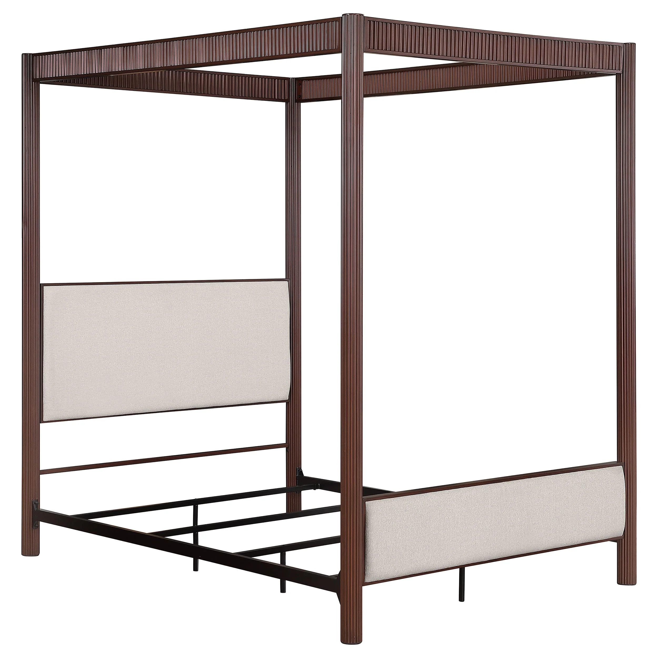 Coaster Furniture Zimmerlee 360331KE 89-inch Metal Eastern King Canopy Bed - Rust Brown - Image 1