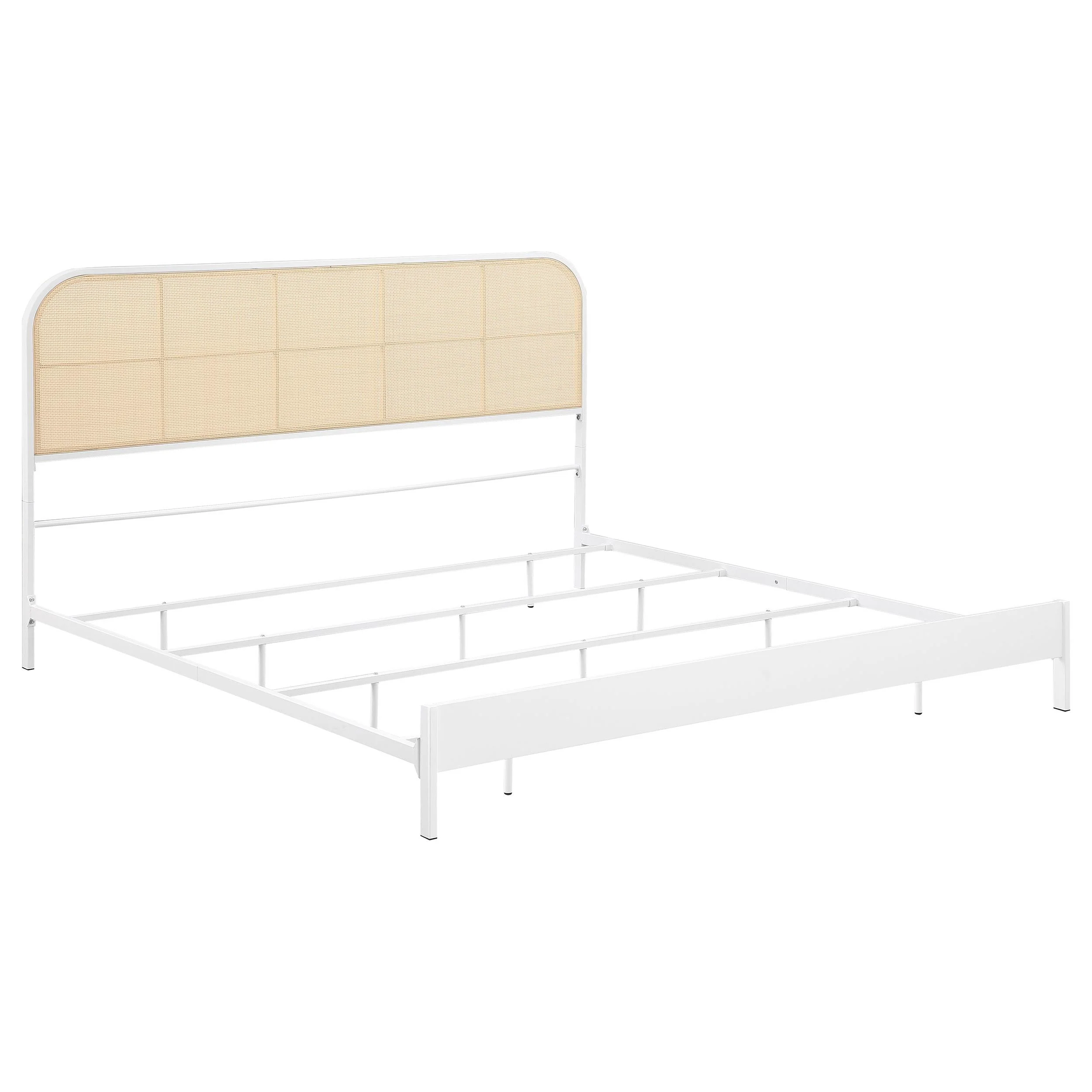 Coaster Furniture Amherst 360301KE Radio Weave Rattan Metal Eastern King Bed - White - Image 1