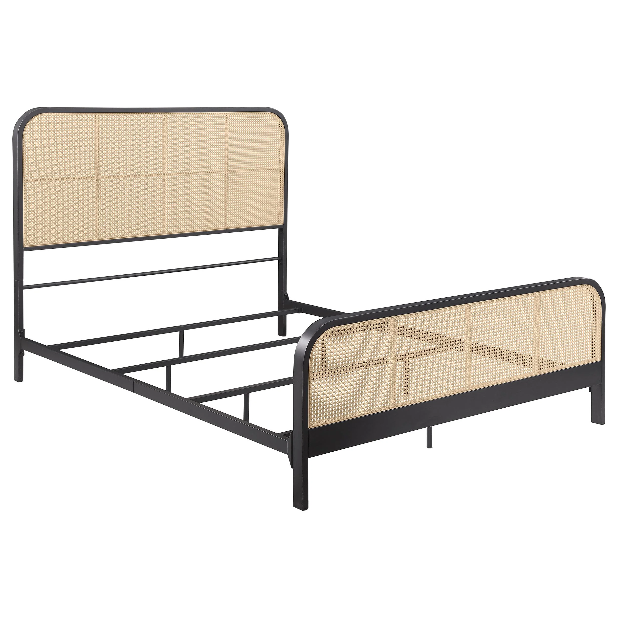 Coaster Furniture Lanewood 360250Q Open Cane Webbing Metal Queen Bed - Black - Image 1