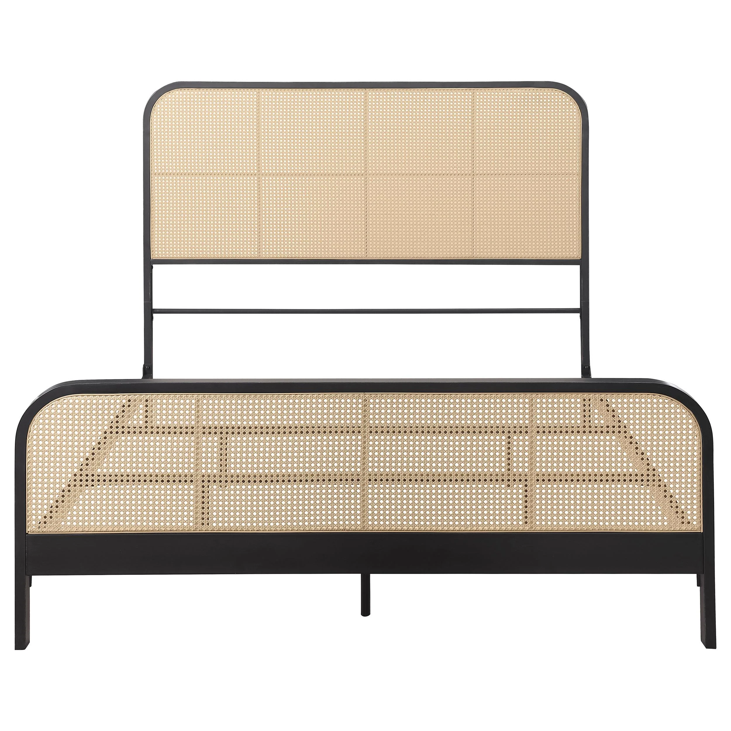 Coaster Furniture Lanewood 360250Q Open Cane Webbing Metal Queen Bed - Black - Image 2