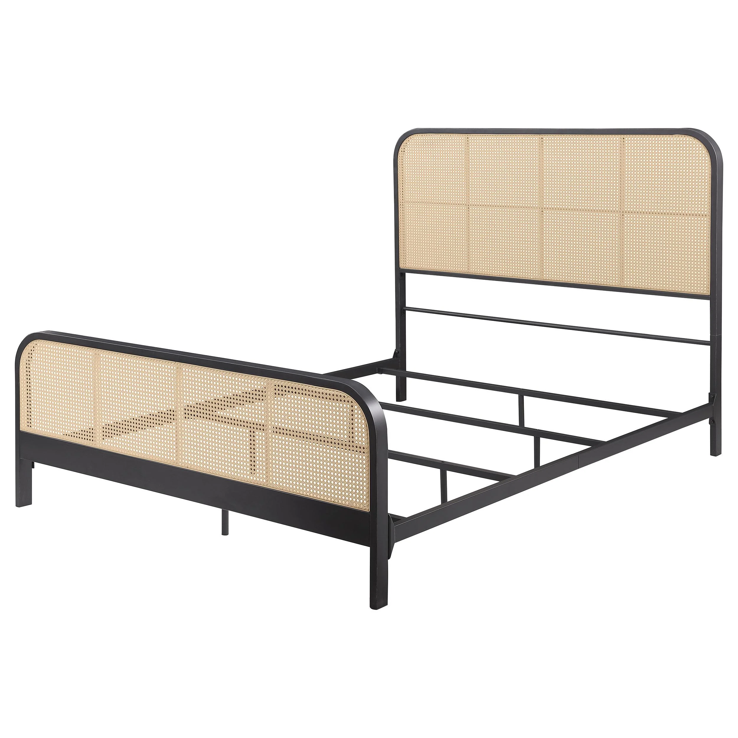 Coaster Furniture Lanewood 360250Q Open Cane Webbing Metal Queen Bed - Black - Image 3