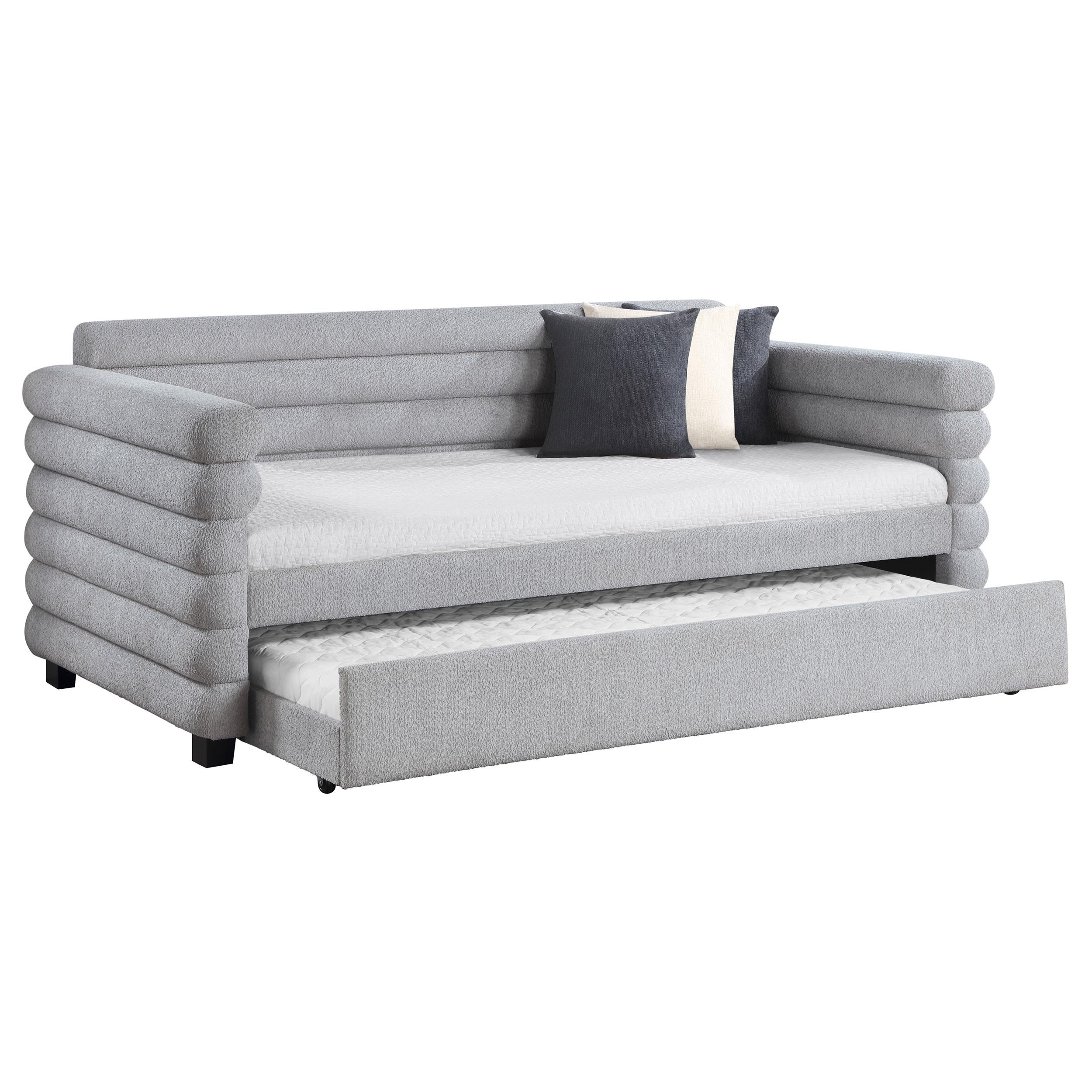 Coaster Furniture Patricia 300718 Boucle Upholstered Twin Day Bed with Trundle - Grey - Image 2