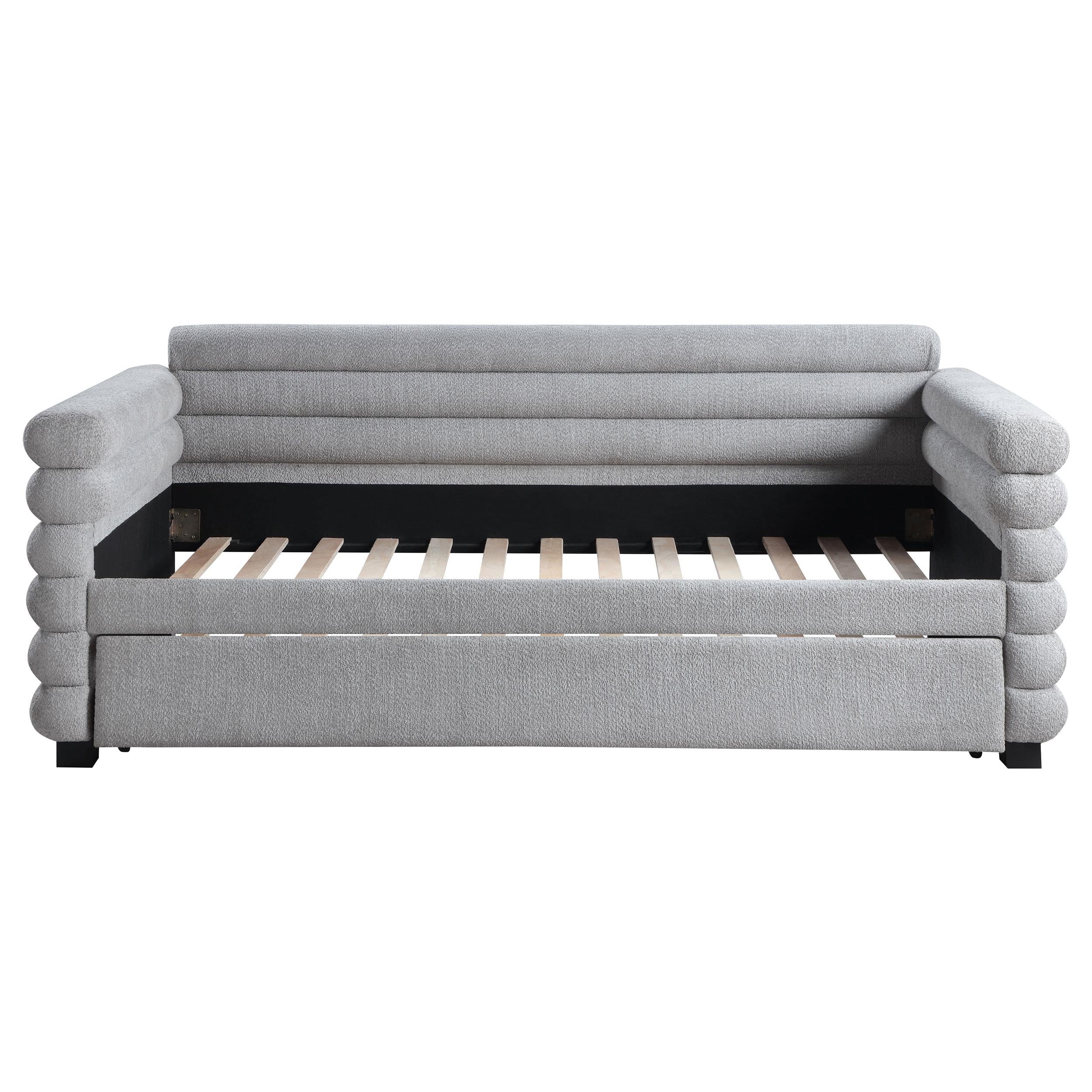Coaster Furniture Patricia 300718 Boucle Upholstered Twin Day Bed with Trundle - Grey - Image 3