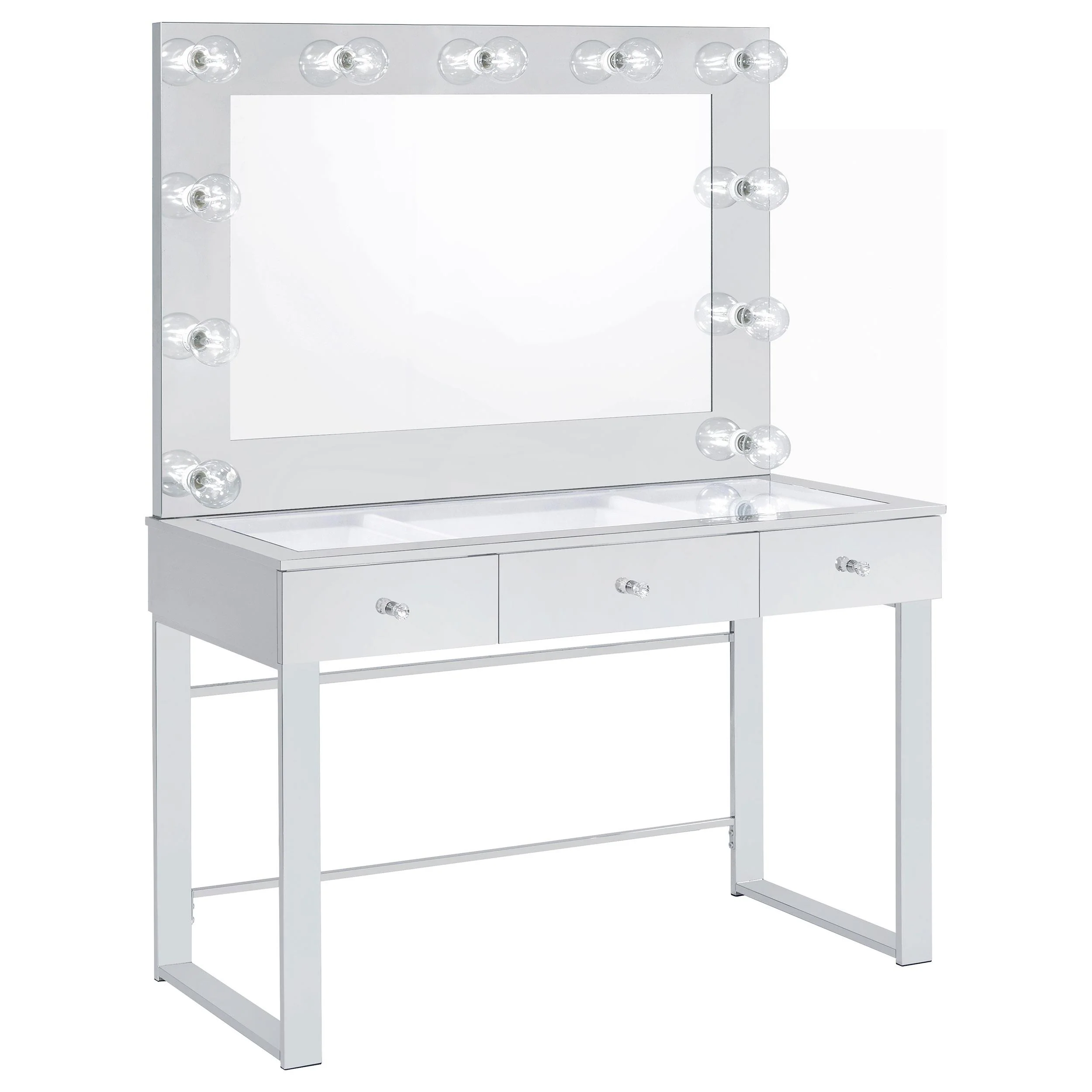 Coaster Furniture Umbridge 935934 3-Drawer Vanity Set with Lighting - Chrome and White - Image 1