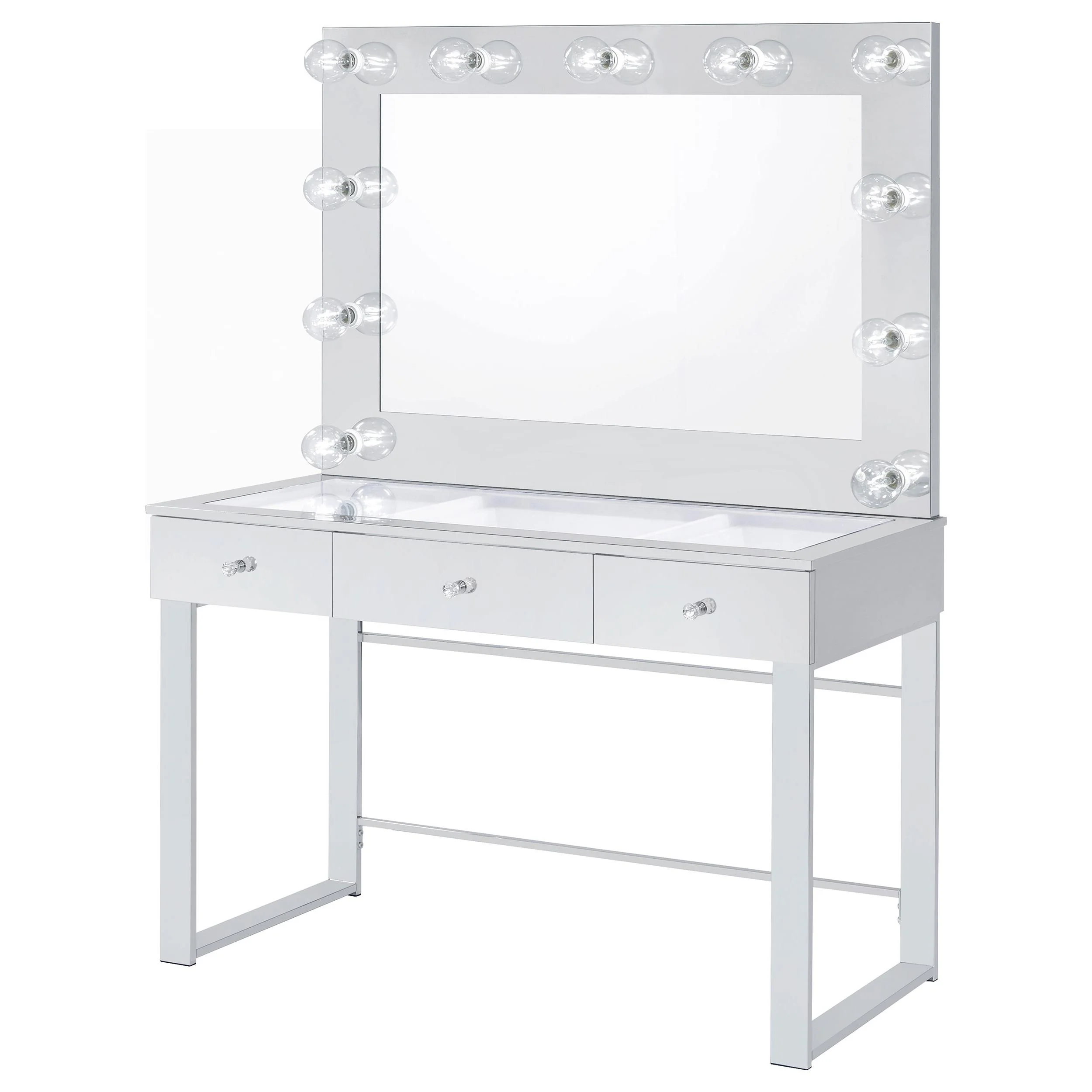 Coaster Furniture Umbridge 935934 3-Drawer Vanity Set with Lighting - Chrome and White - Image 3