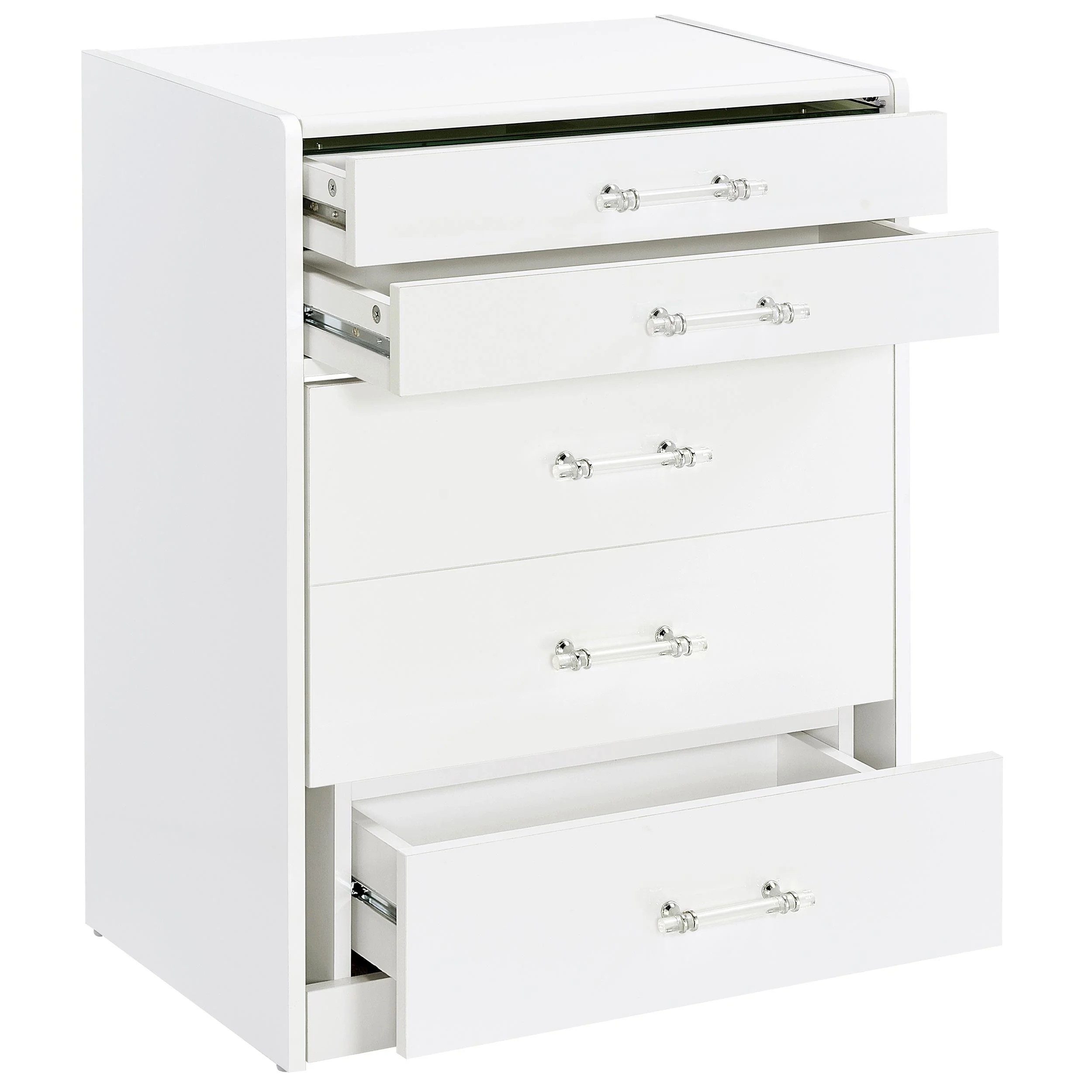 Coaster Furniture Danbury 930208 3-Drawer Makeup Vanity & Stool - Set White High Gloss - Image 2