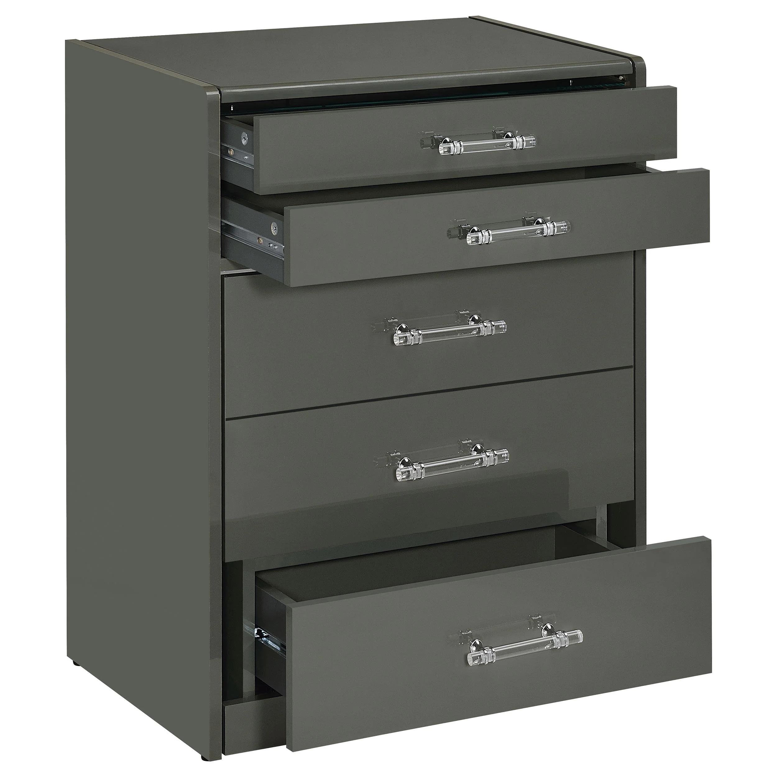 Coaster Furniture Danbury 930210 3-Drawer Makeup Vanity & Stool - Set Grey High Gloss - Image 2