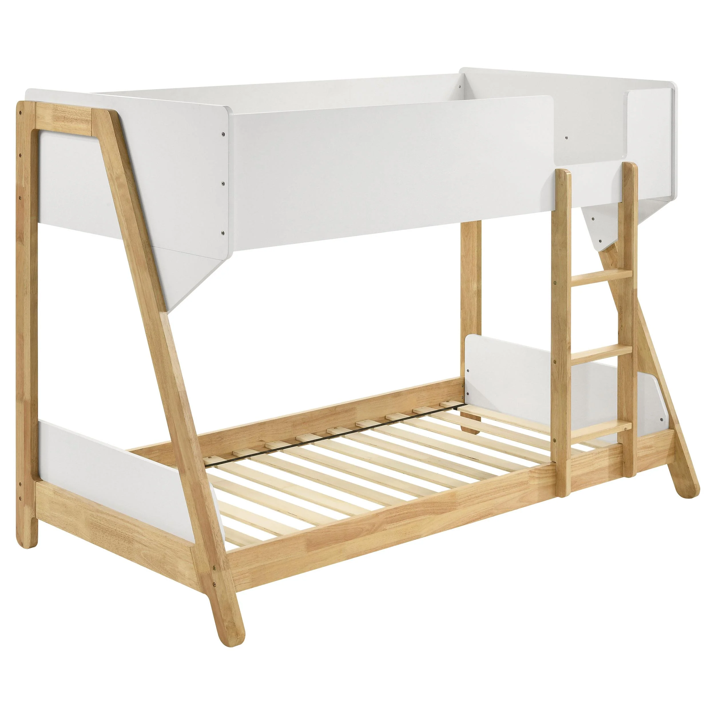 Coaster Furniture Wyatt 460510 Wood Twin Over Twin Bunk Bed - White and Natural - Image 1