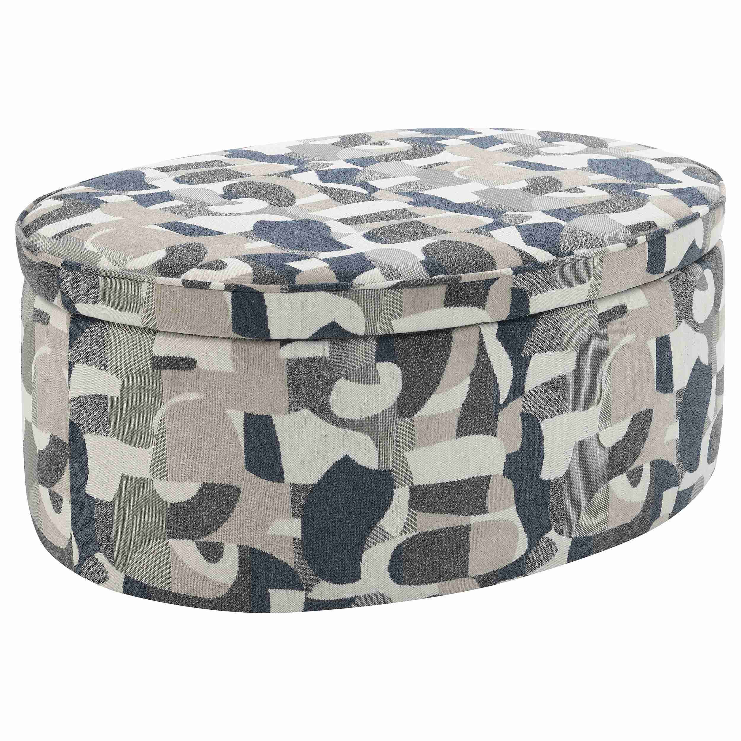 Coaster Furniture Tomkins 509674 Oval Upholstered Storage Ottoman - Indigo Blue - Image 1