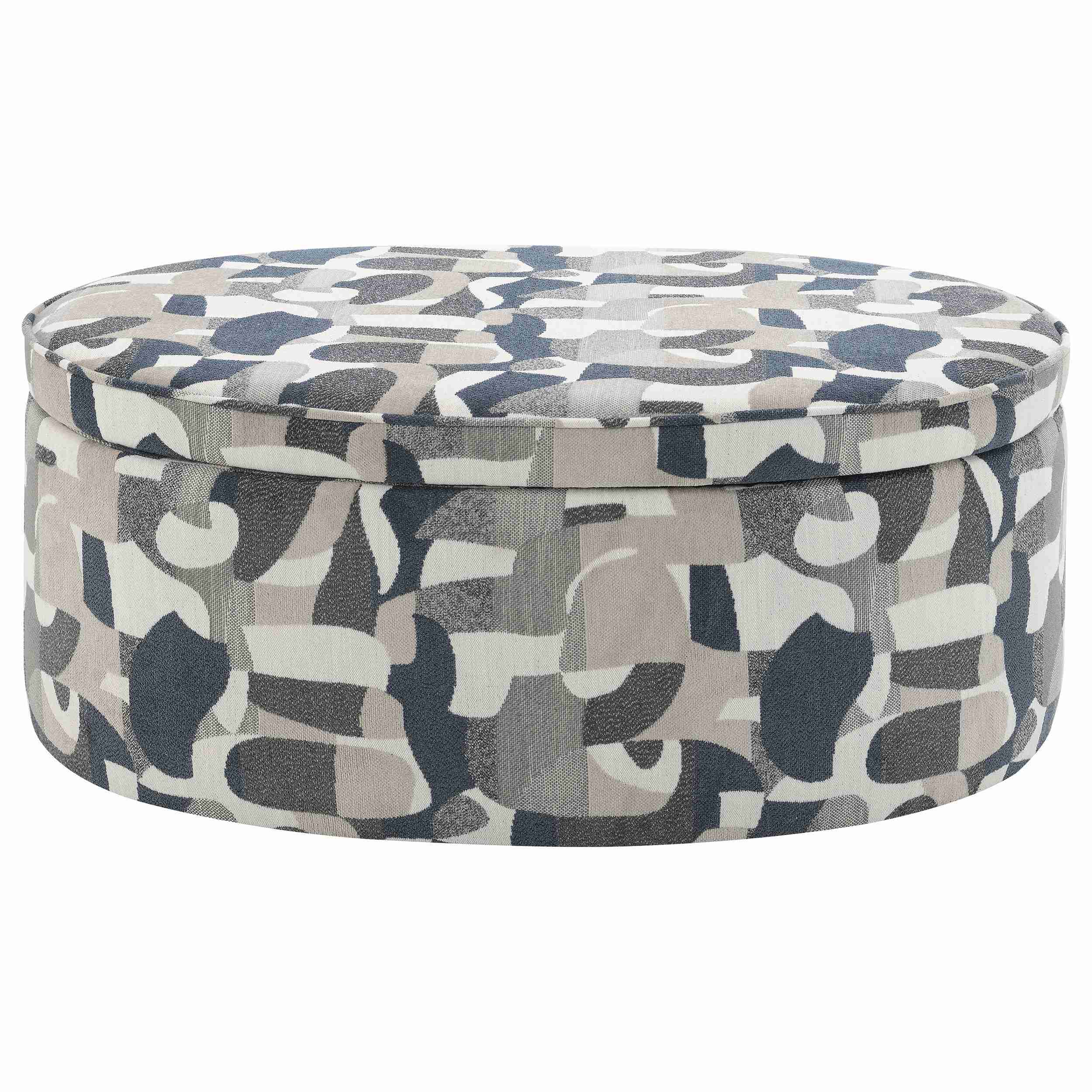 Coaster Furniture Tomkins 509674 Oval Upholstered Storage Ottoman - Indigo Blue - Image 3