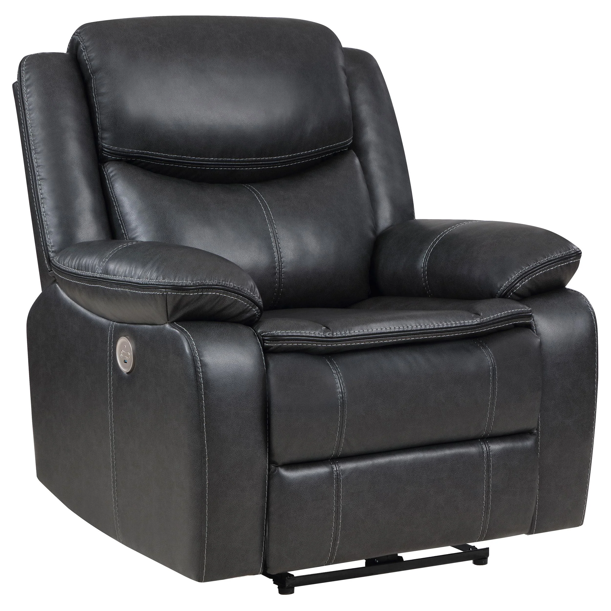Coaster Furniture Sycamore 610233P Upholstered Power Recliner Chair – Dark Grey