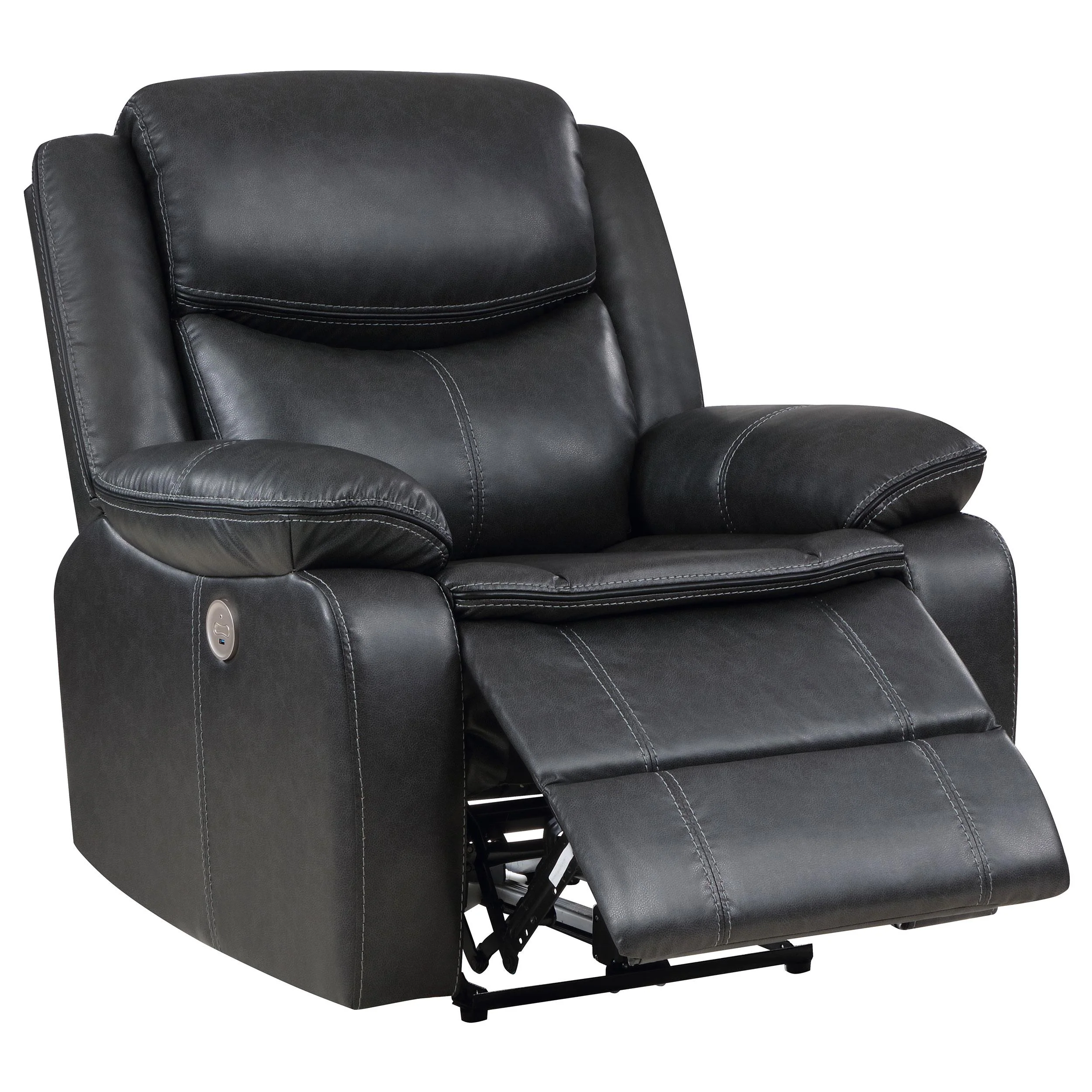 Coaster Furniture Sycamore 610233P Upholstered Power Recliner Chair - Dark Grey - Image 2