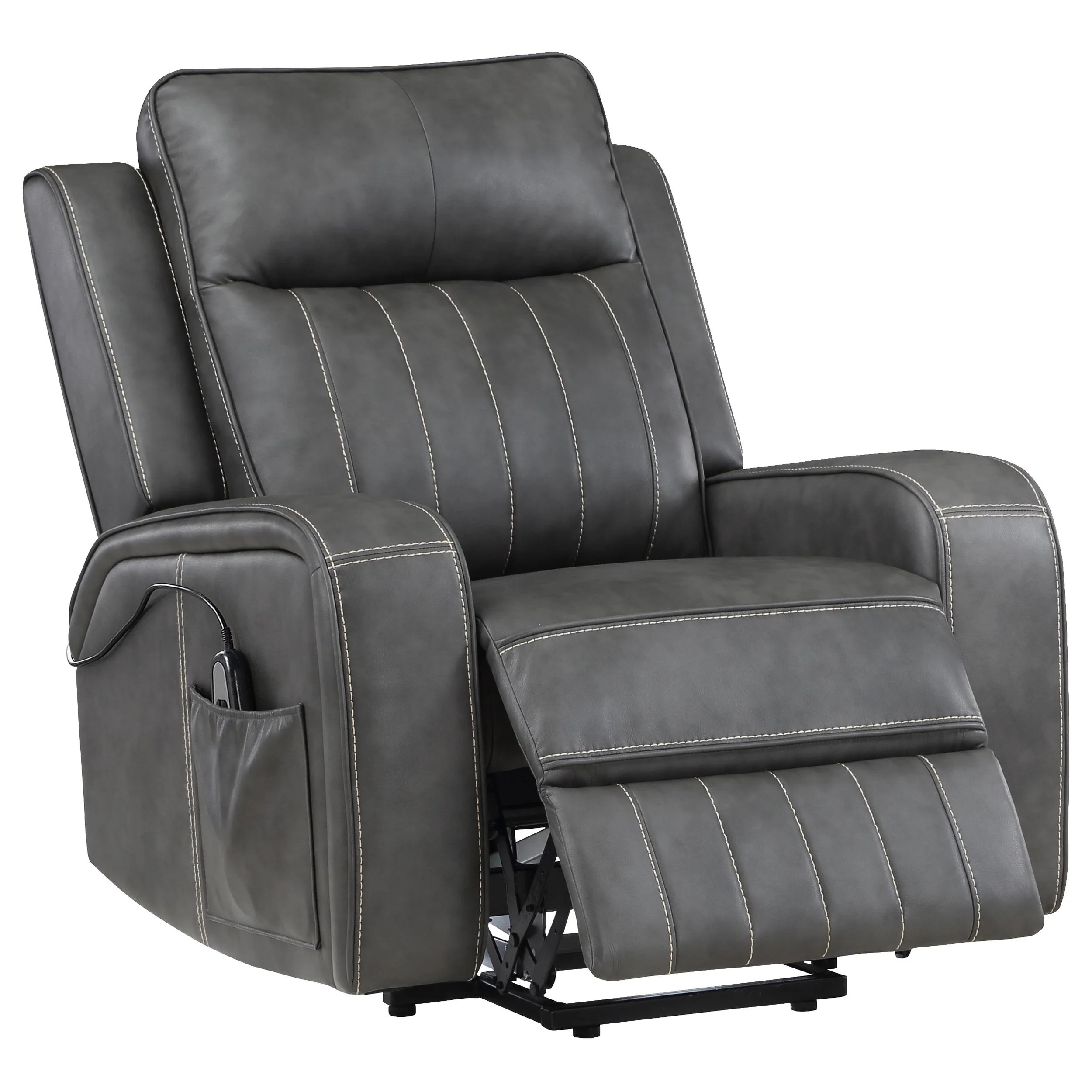 Coaster Furniture Raelynn 603194P Upholstered Power Lift Recliner Chair - Grey - Image 2