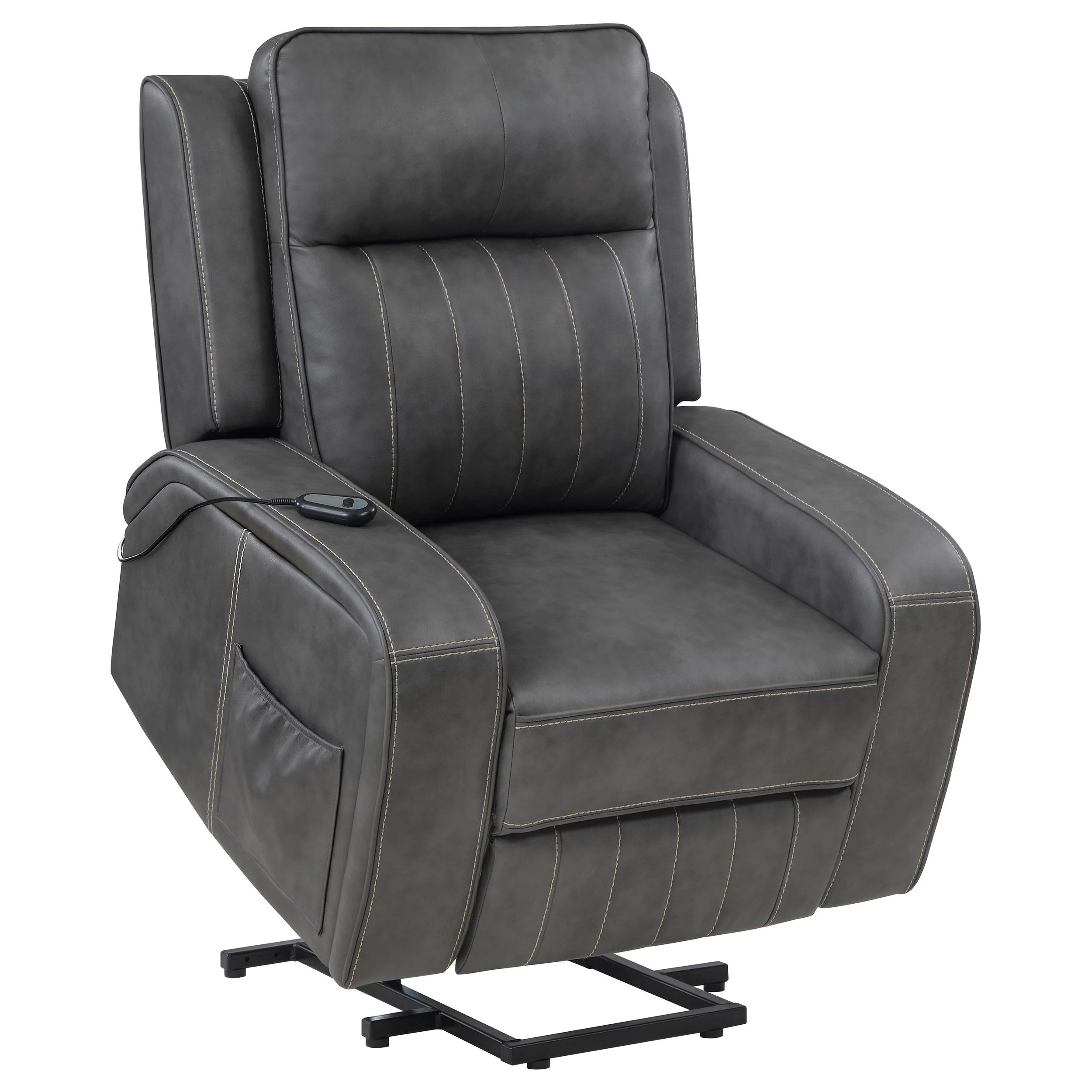 Coaster Furniture Raelynn 603194P Upholstered Power Lift Recliner Chair - Grey - Image 3