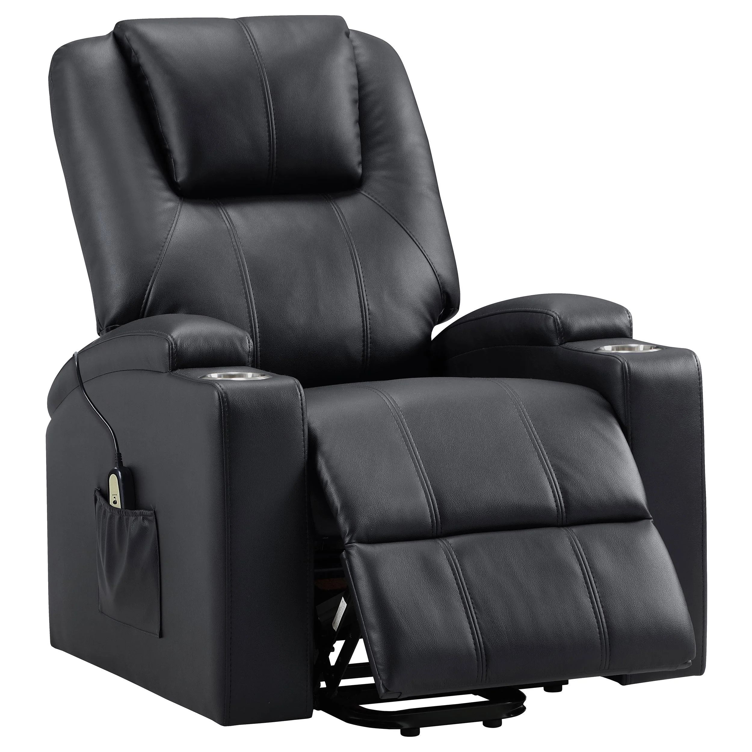 Coaster Furniture Armstrong 609475P Upholstered Power Lift Massage Recliner - Black - Image 2