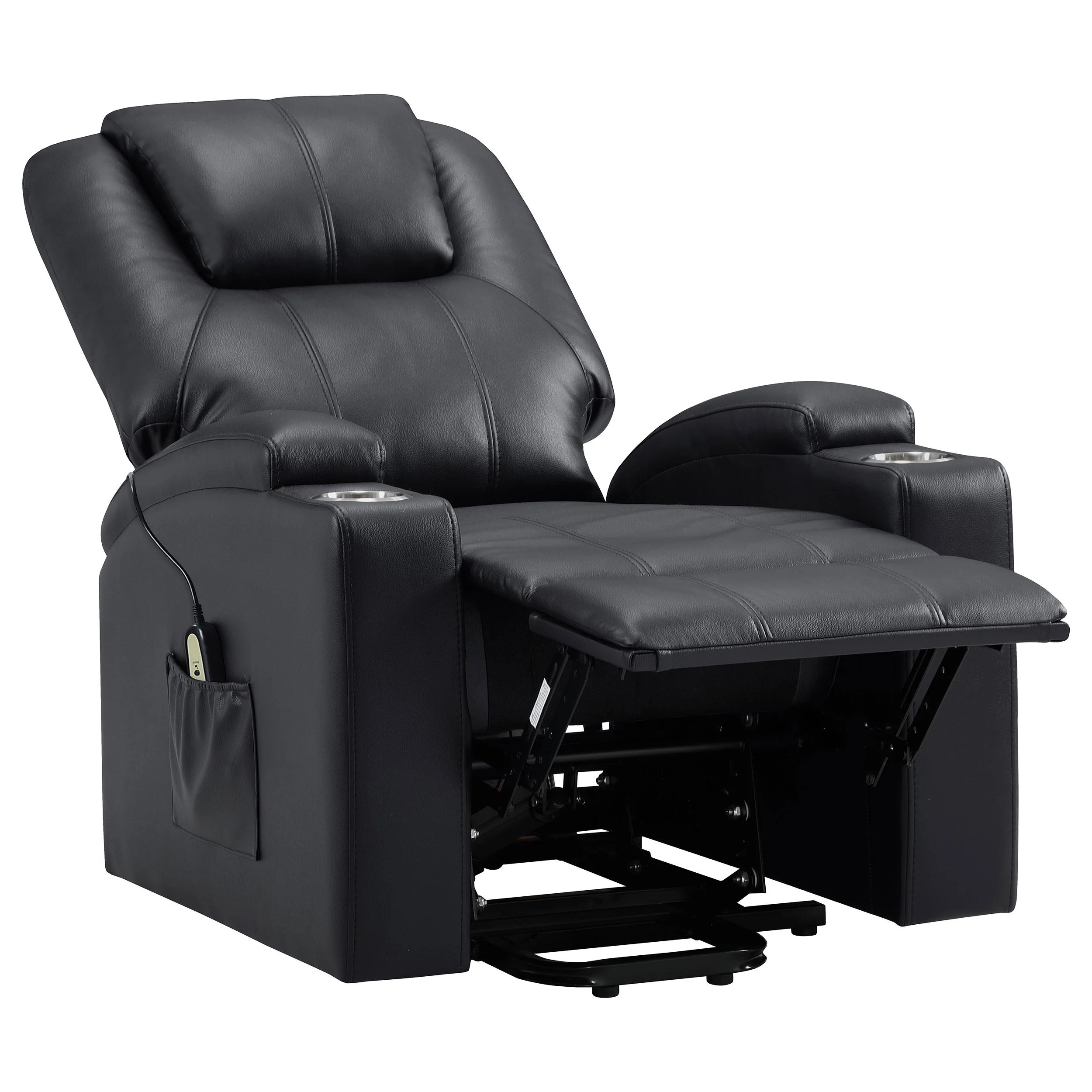 Coaster Furniture Armstrong 609475P Upholstered Power Lift Massage Recliner - Black - Image 3