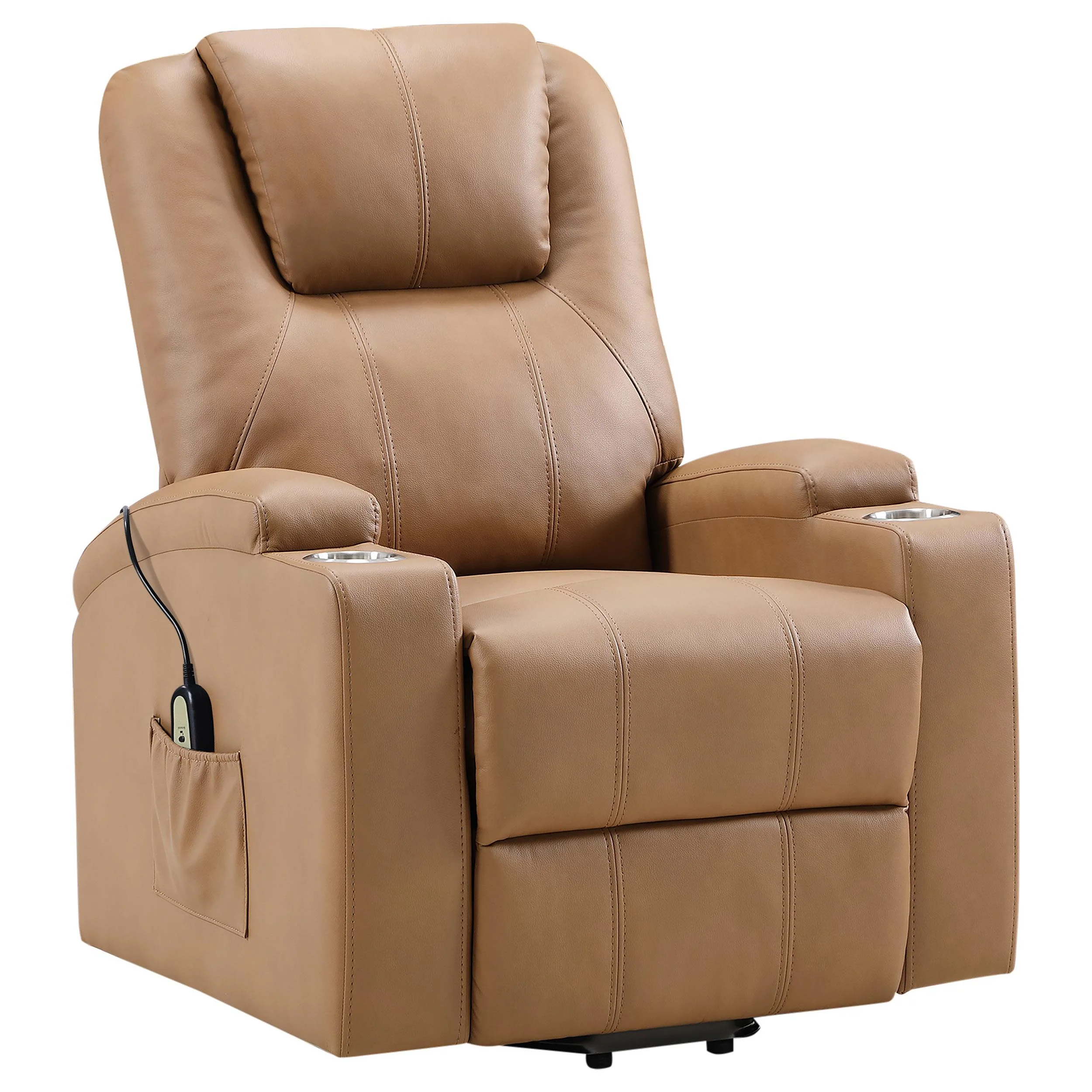 Coaster Furniture Armstrong 609476P Upholstered Power Lift Massage Recliner – Camel