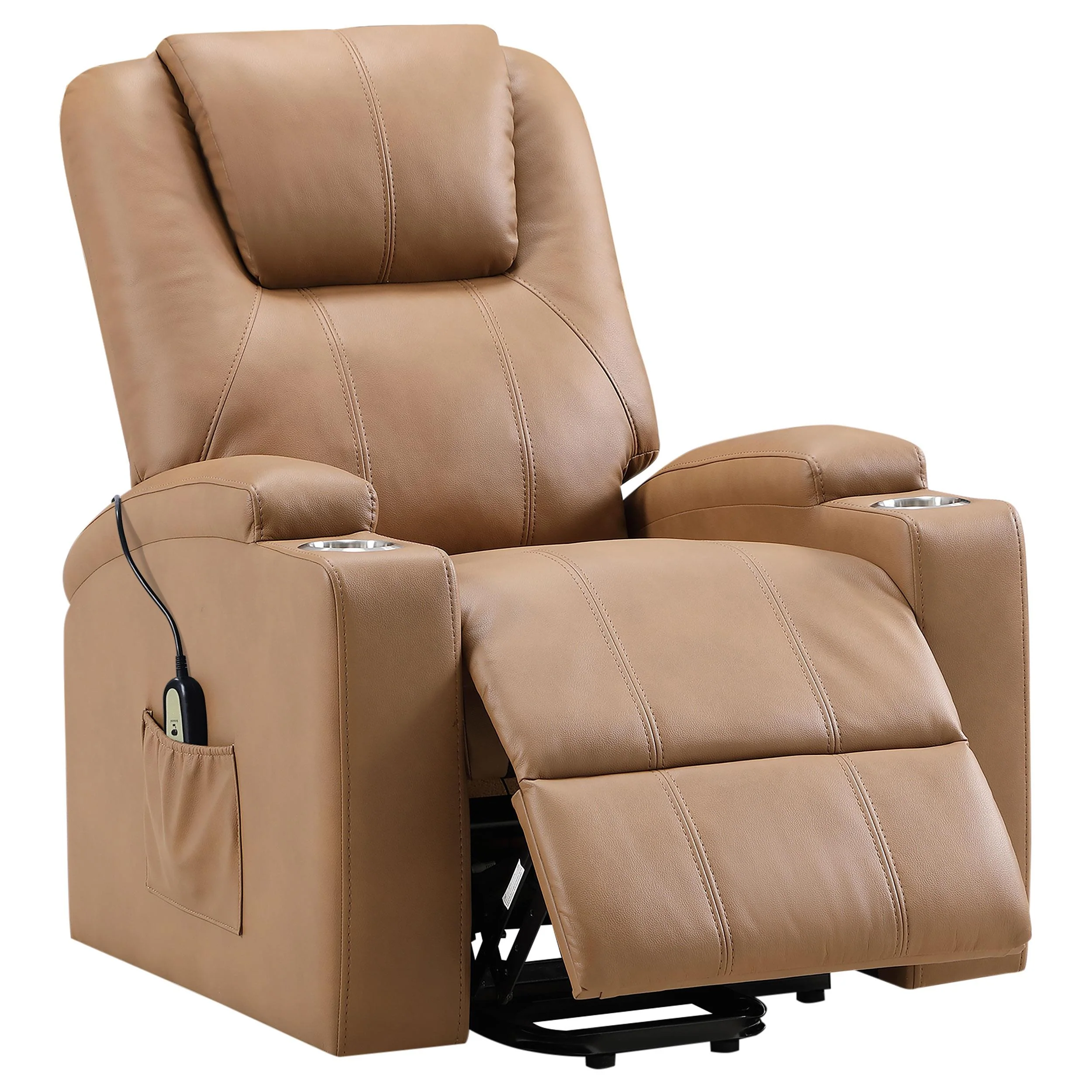 Coaster Furniture Armstrong 609476P Upholstered Power Lift Massage Recliner - Camel - Image 2