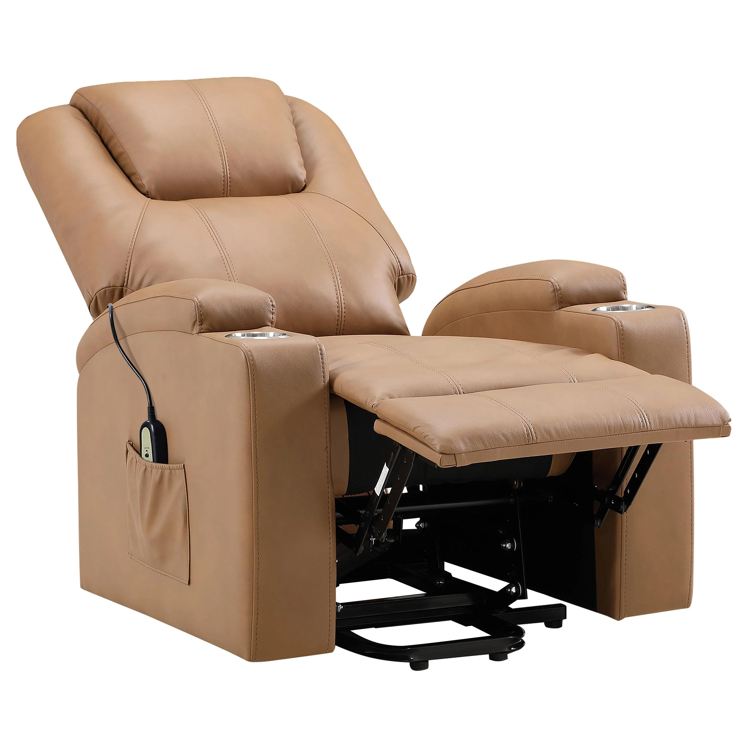 Coaster Furniture Armstrong 609476P Upholstered Power Lift Massage Recliner - Camel - Image 3