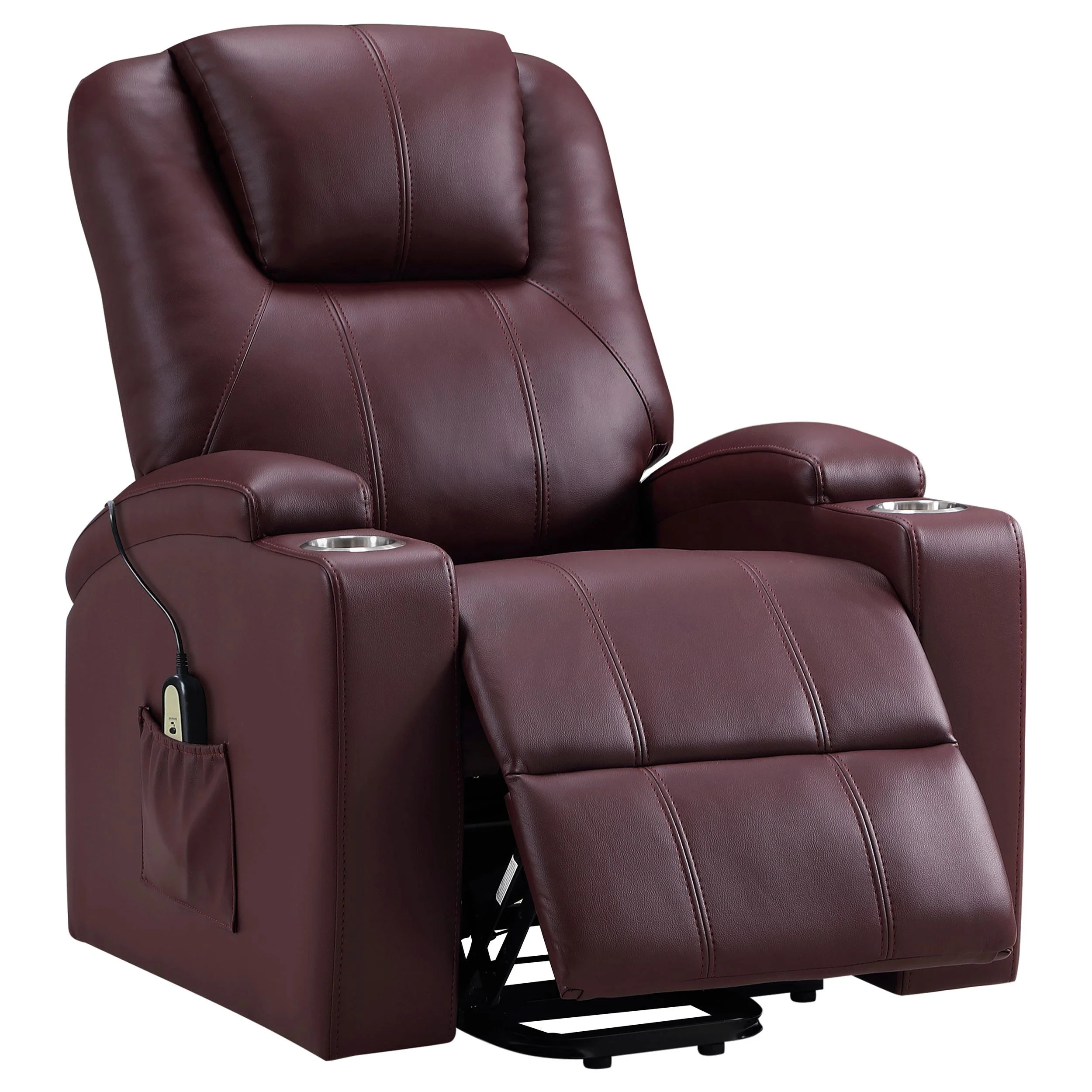 Coaster Furniture Armstrong 609479P Upholstered Power Lift Massage Recliner - Wine - Image 2