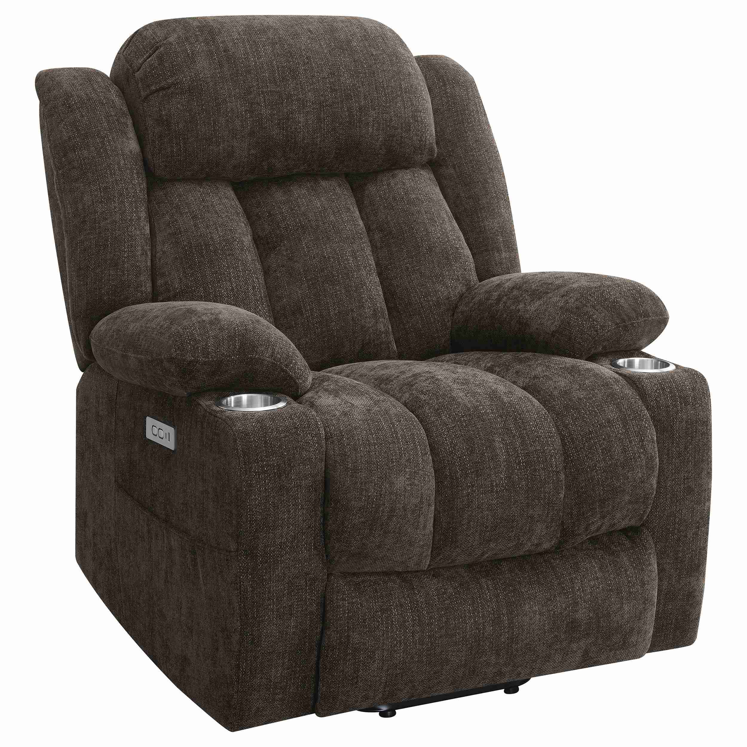 Coaster Furniture Houston 603233P Upholstered Power Lift Recliner Chair – Dark Brown