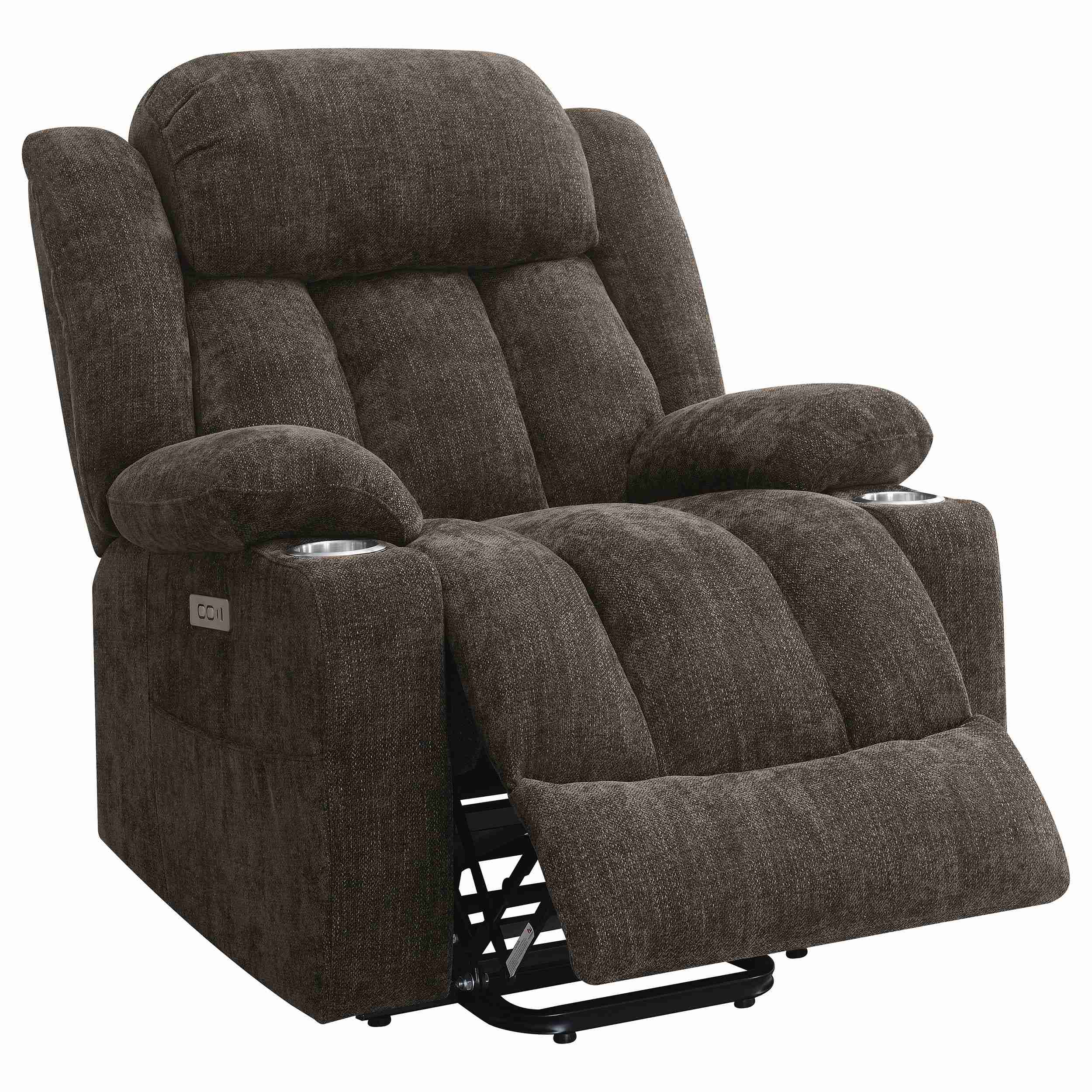 Coaster Furniture Houston 603233P Upholstered Power Lift Recliner Chair - Dark Brown - Image 2
