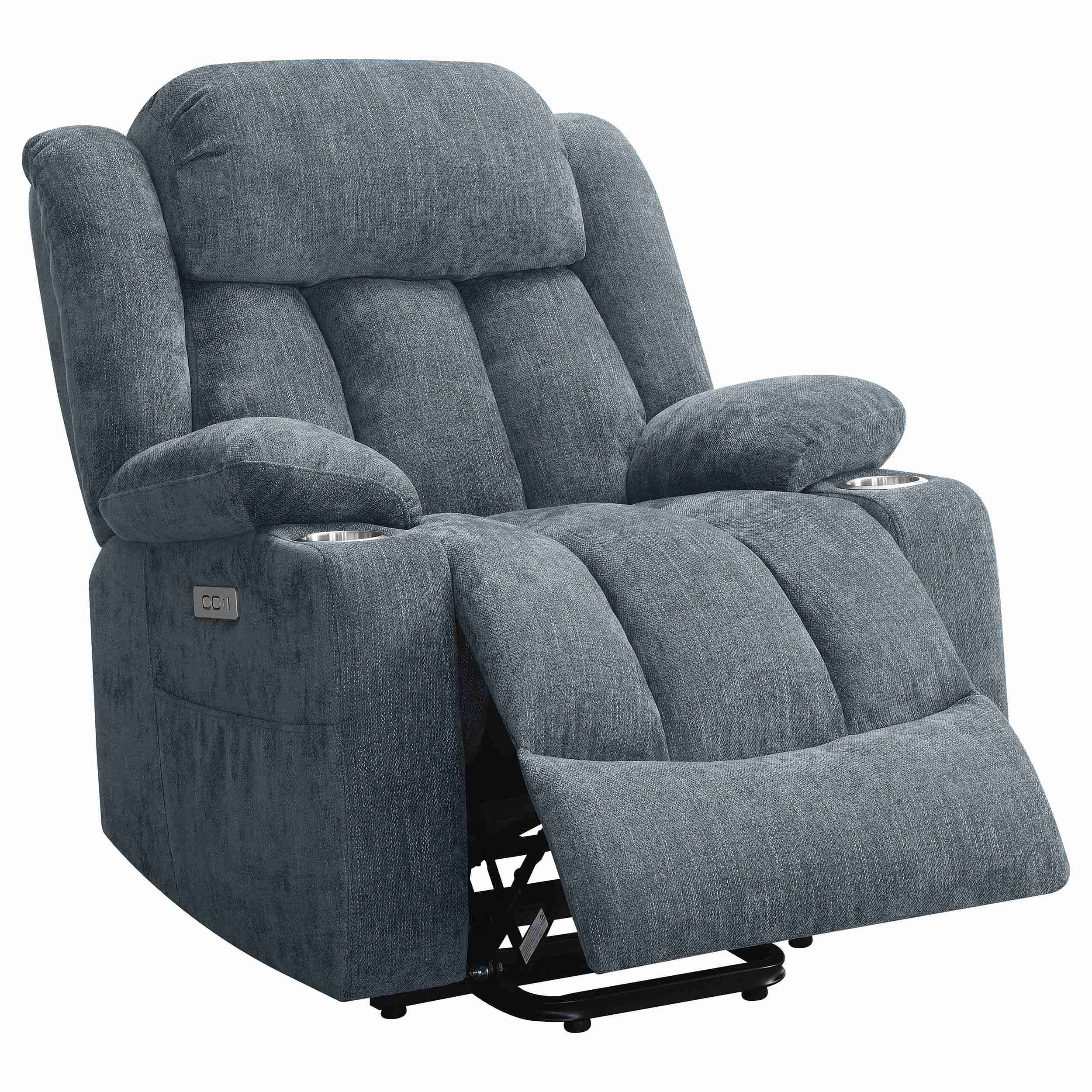 Coaster Furniture Houston 602294P Upholstered Power Lift Recliner - Slate Blue - Image 2