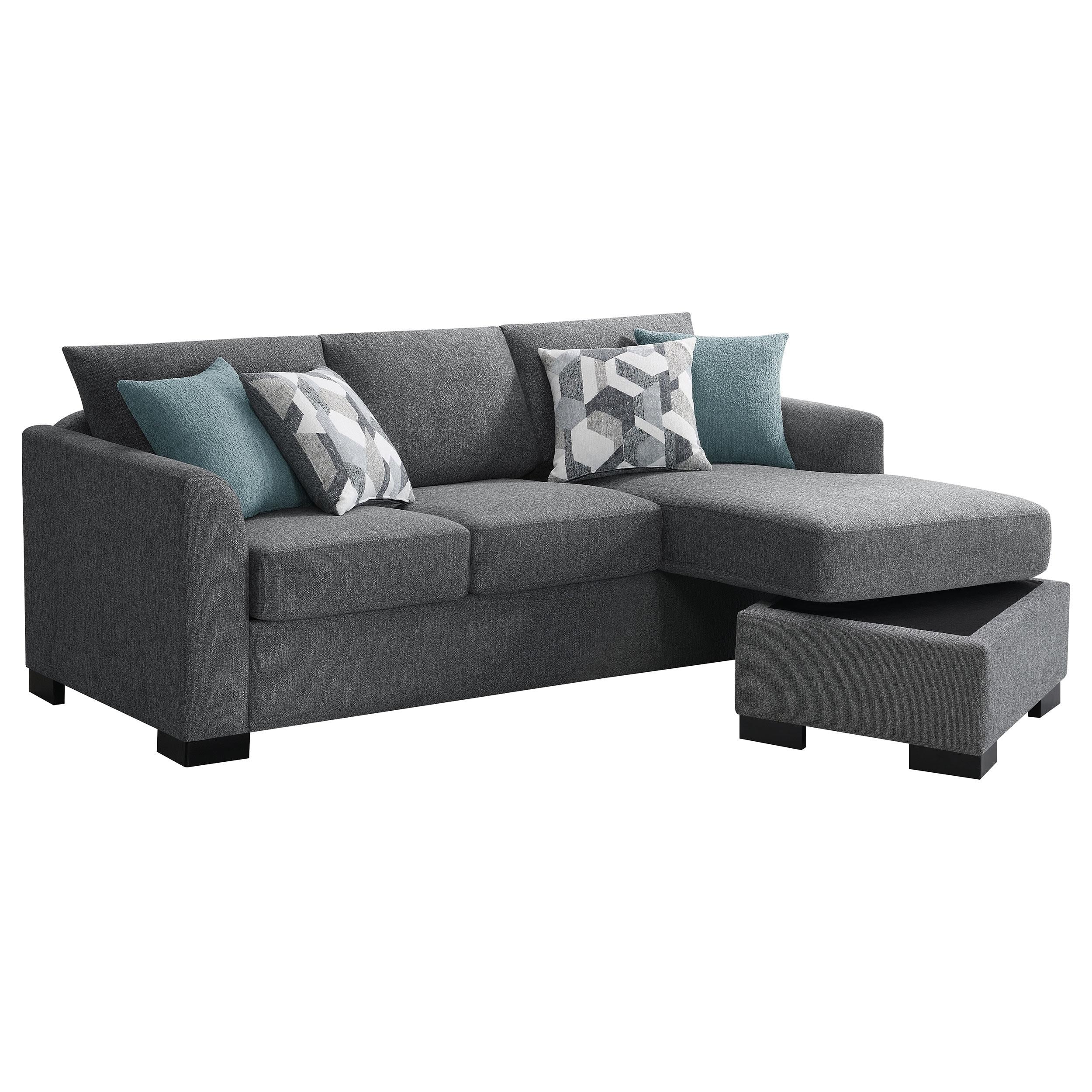 Coaster Furniture Storey 504779 Upholstered Sleeper Sectional Chaise Sofa - Grey - Image 2