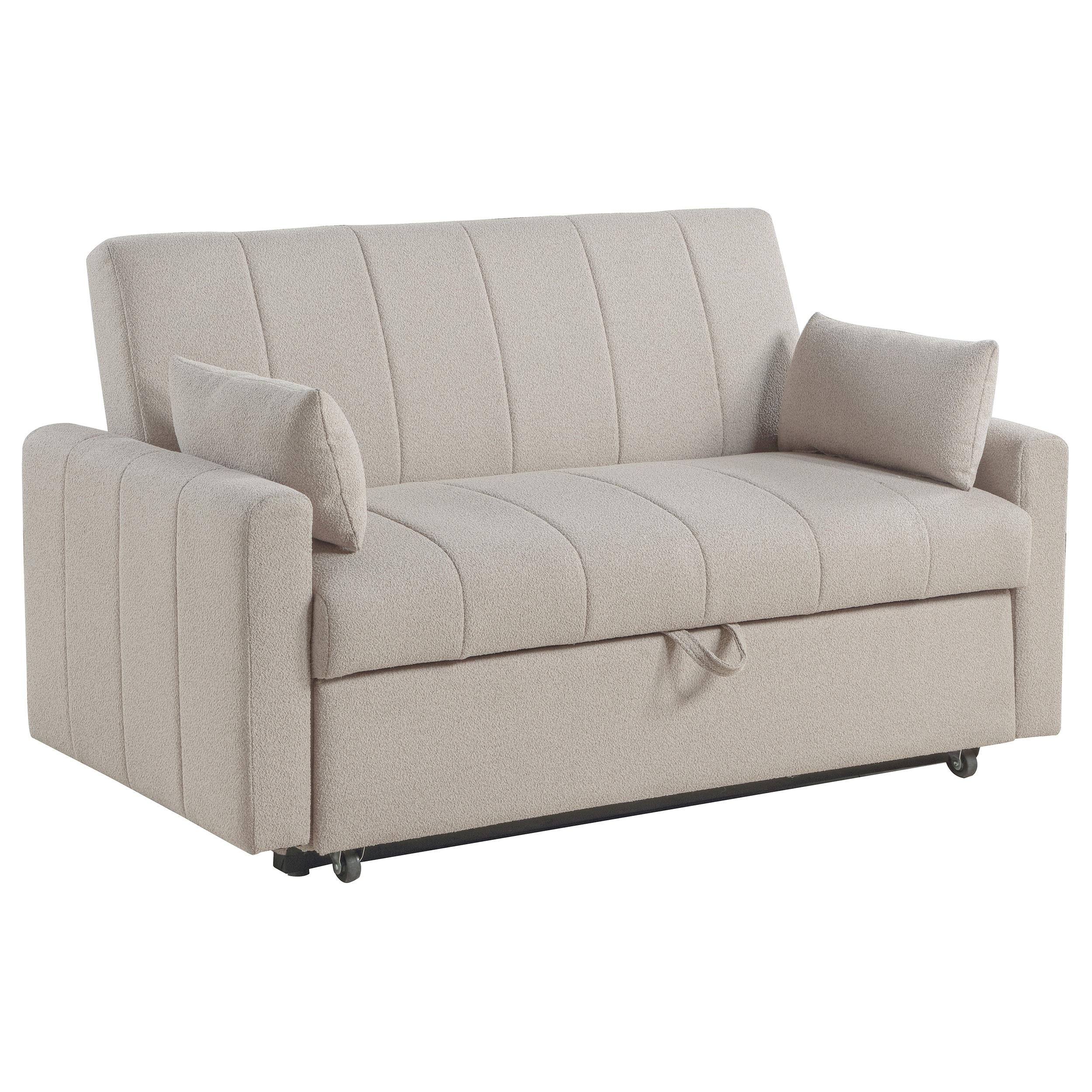 Coaster Furniture Portland 350142 Boucle Upholstered Sleeper Sofa Bed - Latte - Image 1