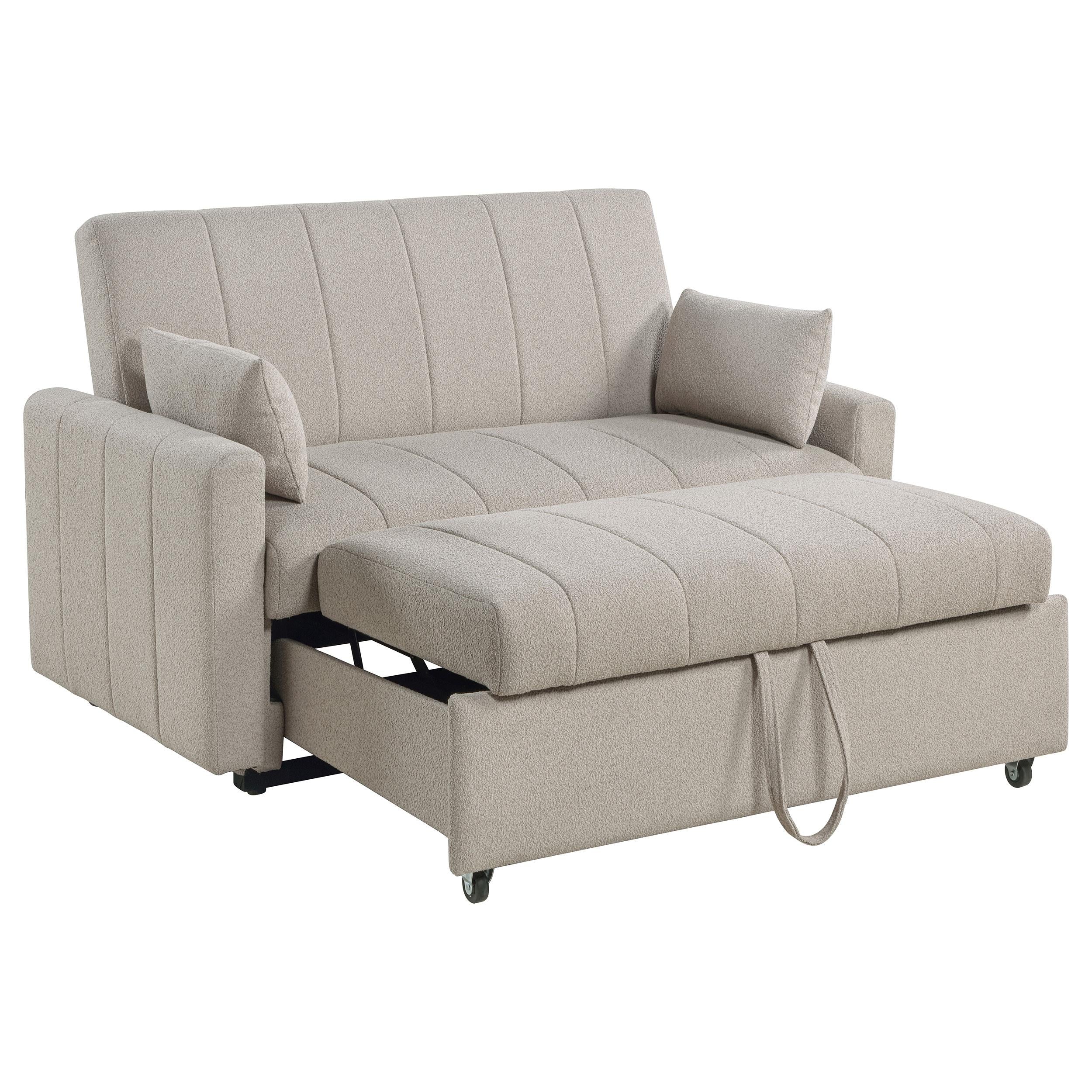 Coaster Furniture Portland 350142 Boucle Upholstered Sleeper Sofa Bed - Latte - Image 2