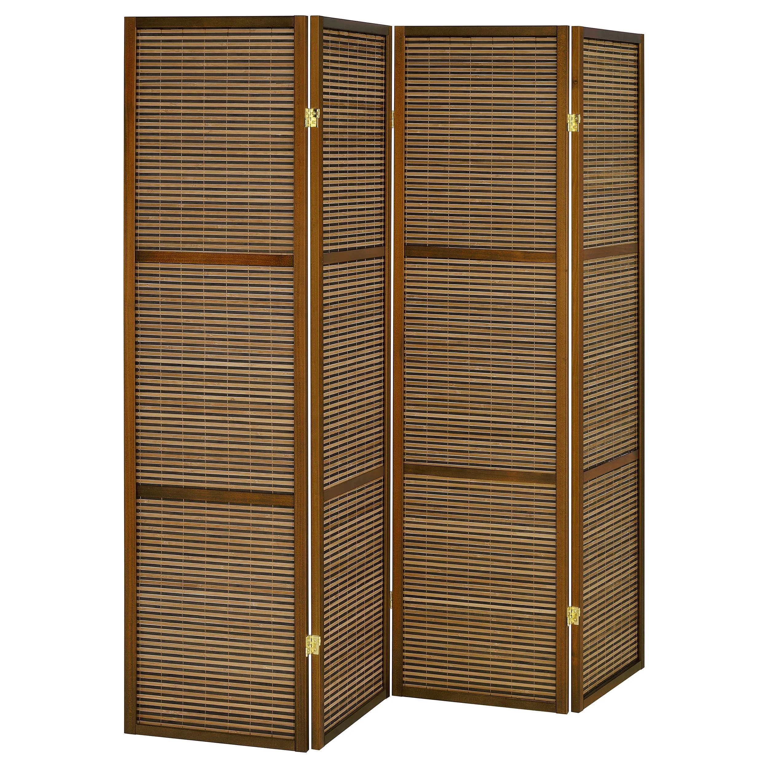 Coaster Furniture Browning 961638 4-panel Bamboo Room Divider Folding Screen – Walnut