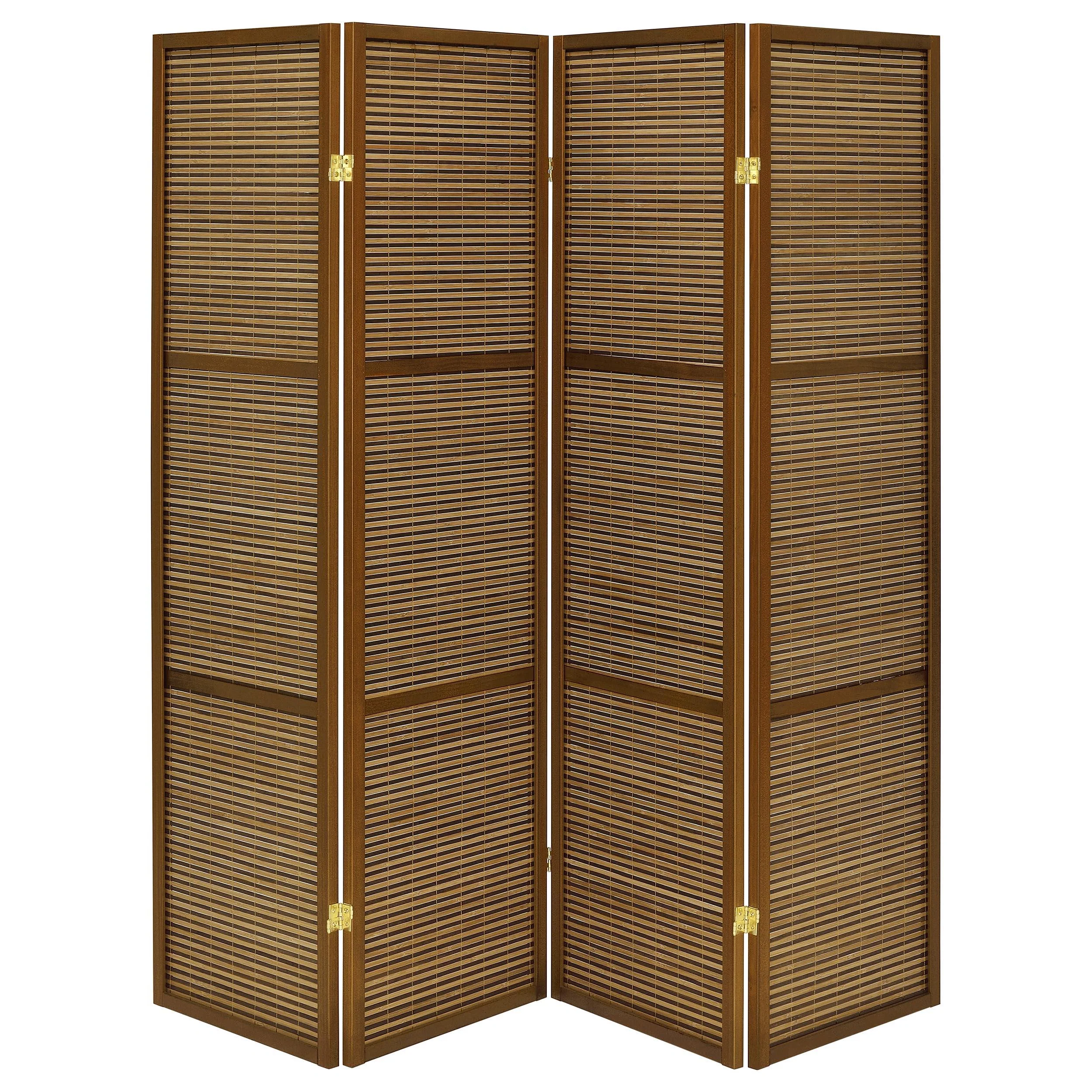Coaster Furniture Browning 961638 4-panel Bamboo Room Divider Folding Screen - Walnut - Image 2