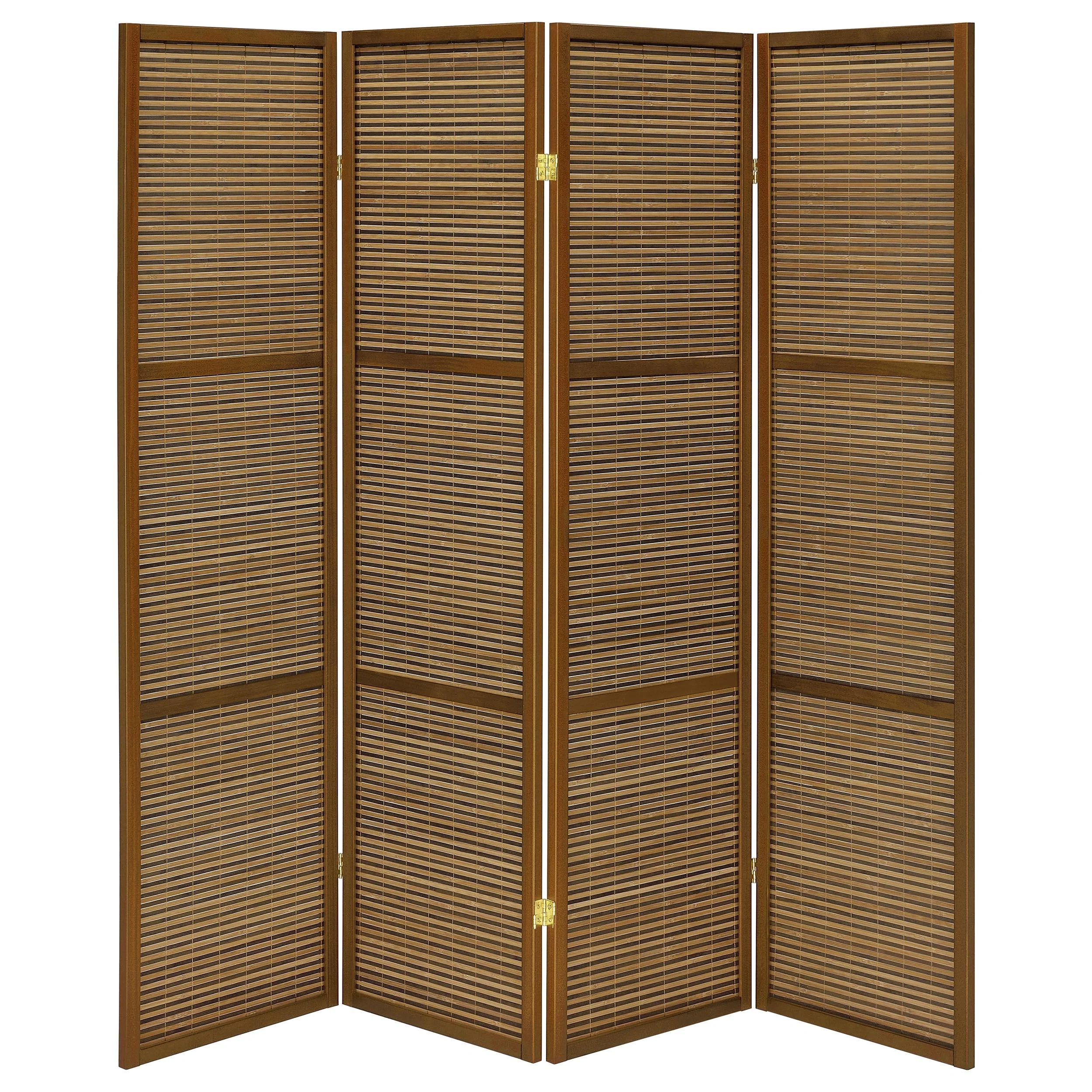 Coaster Furniture Browning 961638 4-panel Bamboo Room Divider Folding Screen - Walnut - Image 3