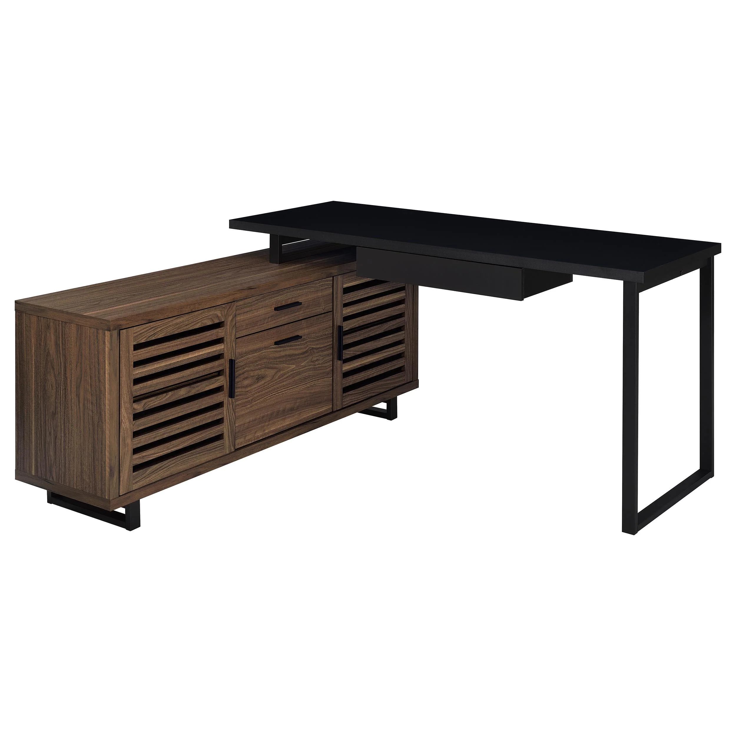 Coaster Furniture Maddox 801861 60-inch L-Shape Office Computer Desk - Black and Walnut - Image 3
