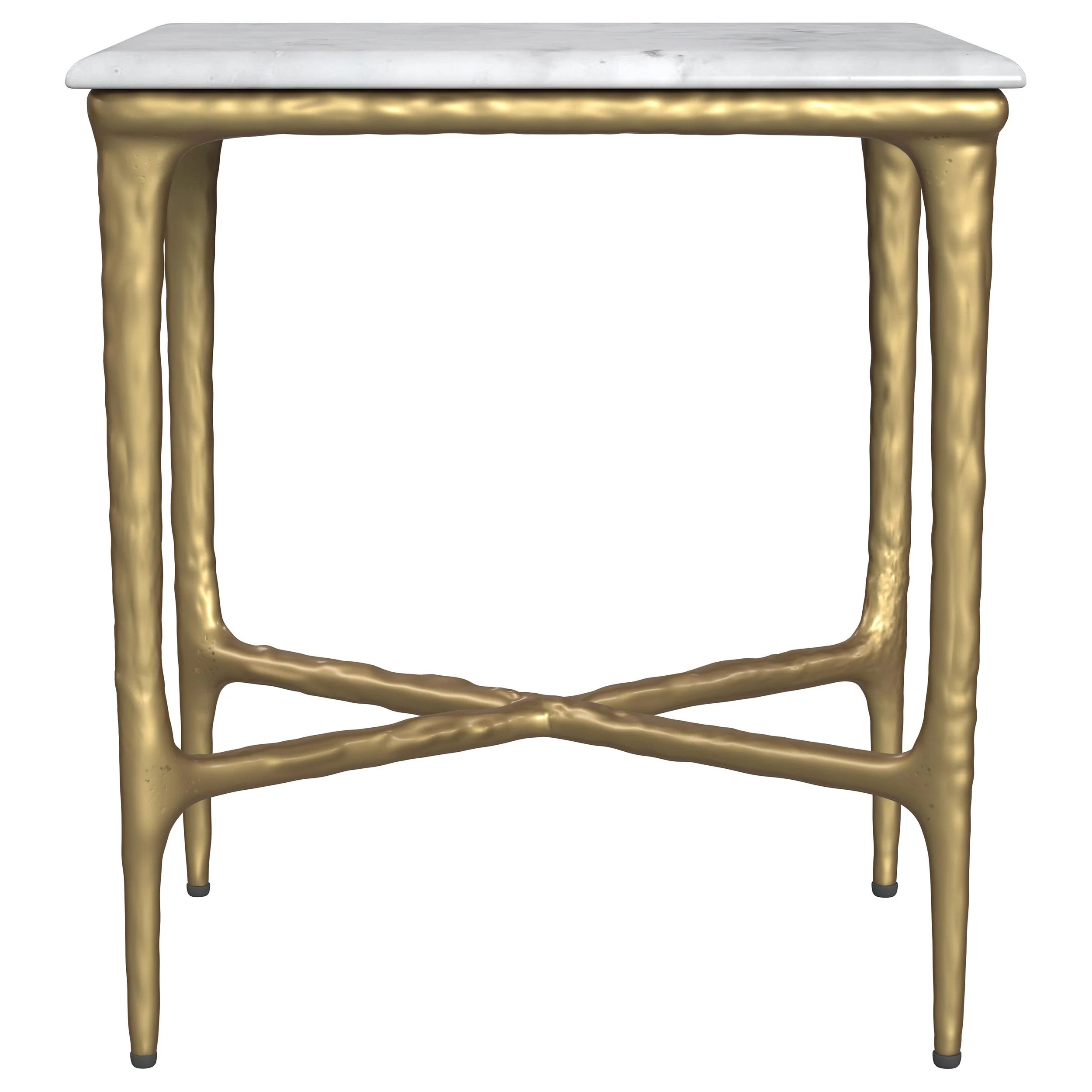 Coaster Furniture Baldwin 930091 Rectangular Marble Top Side Table - White and Gold - Image 2