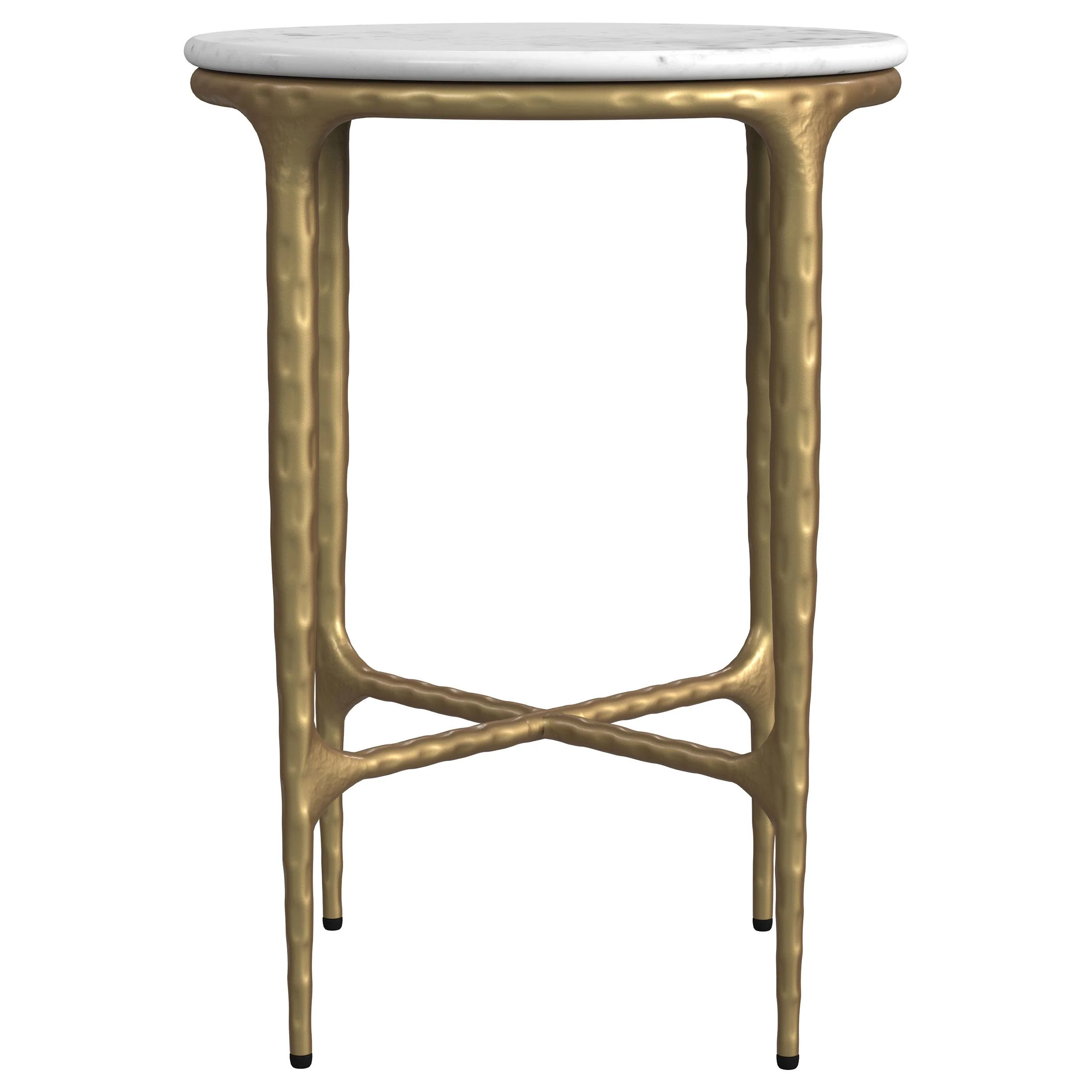 Coaster Furniture Baldwin 930081 Round Marble Top Side Table - White and Gold - Image 2