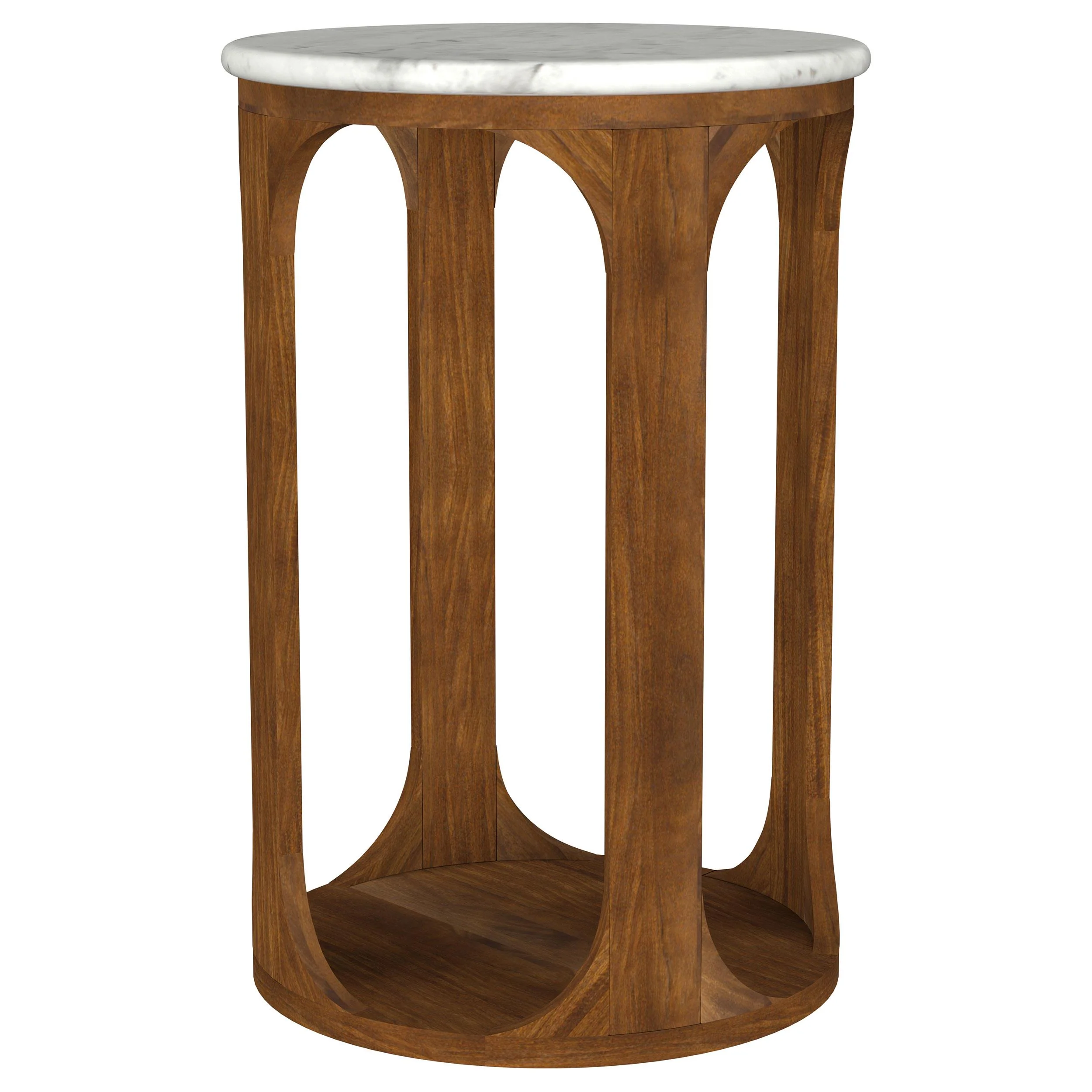 Coaster Furniture Berkeley 930080 Round Marble Top Side Table – White and Brown