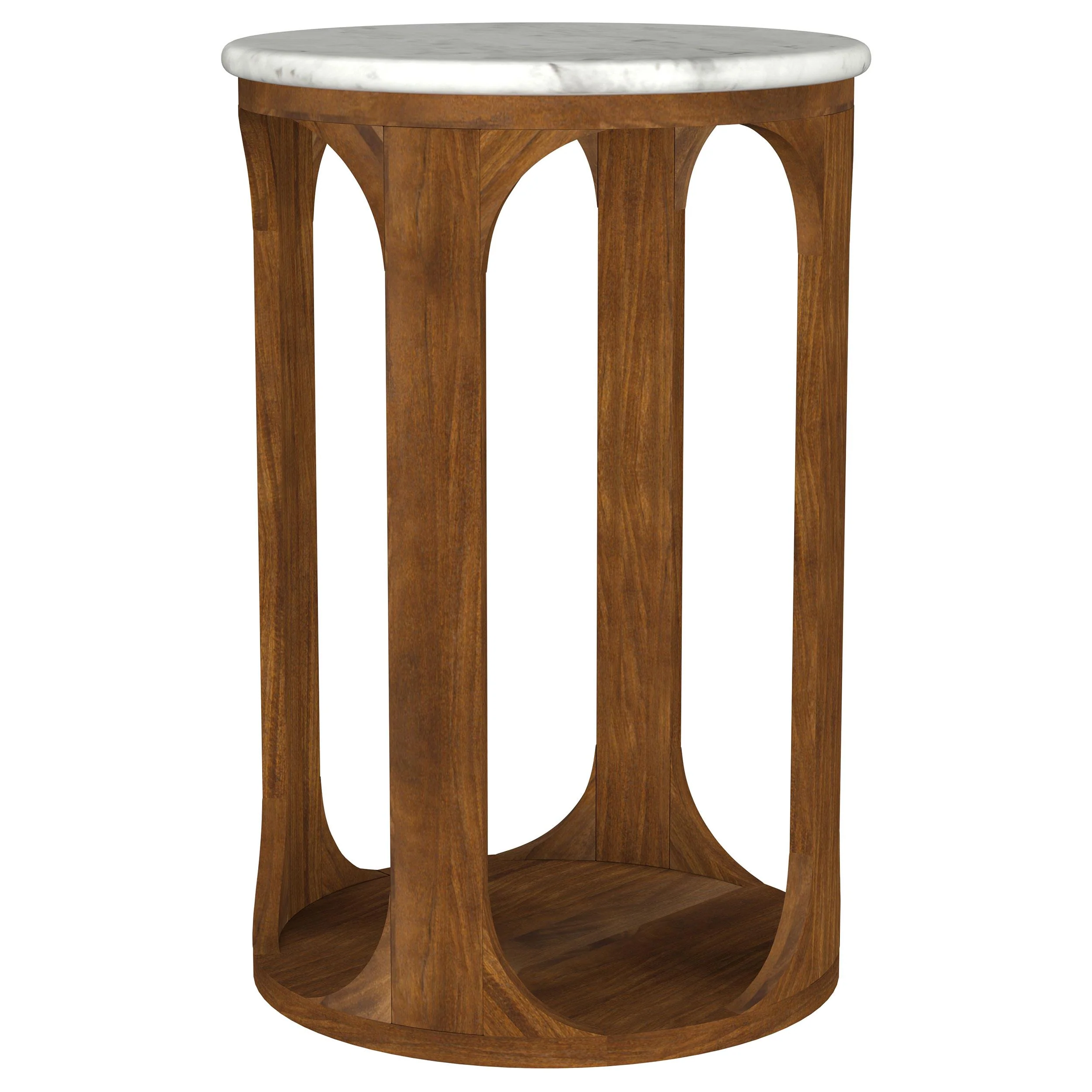 Coaster Furniture Berkeley 930080 Round Marble Top Side Table - White and Brown - Image 3