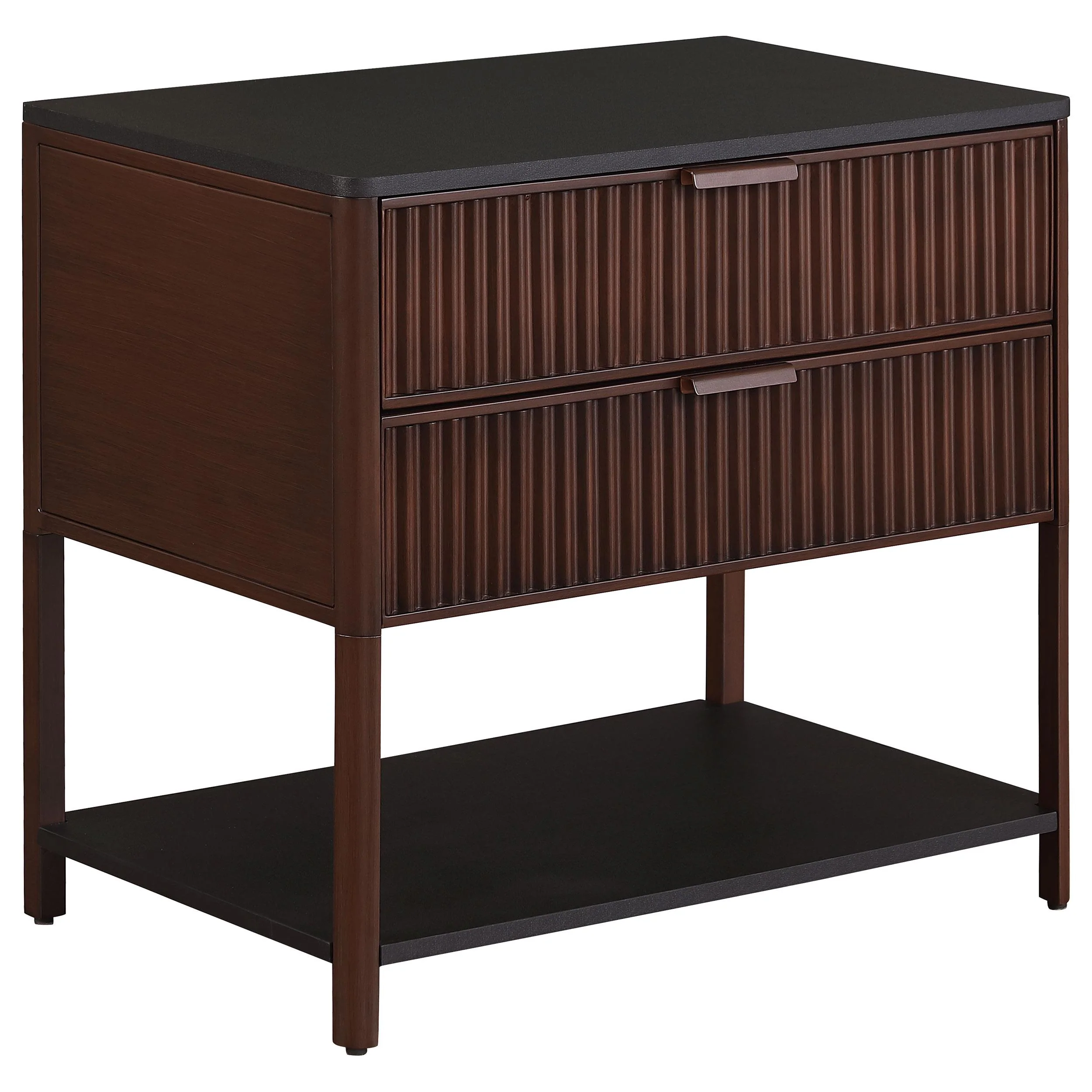 Coaster Furniture Zimmerlee 930221 2-Drawer Side Table with Shelf - Rust Brown - Image 1