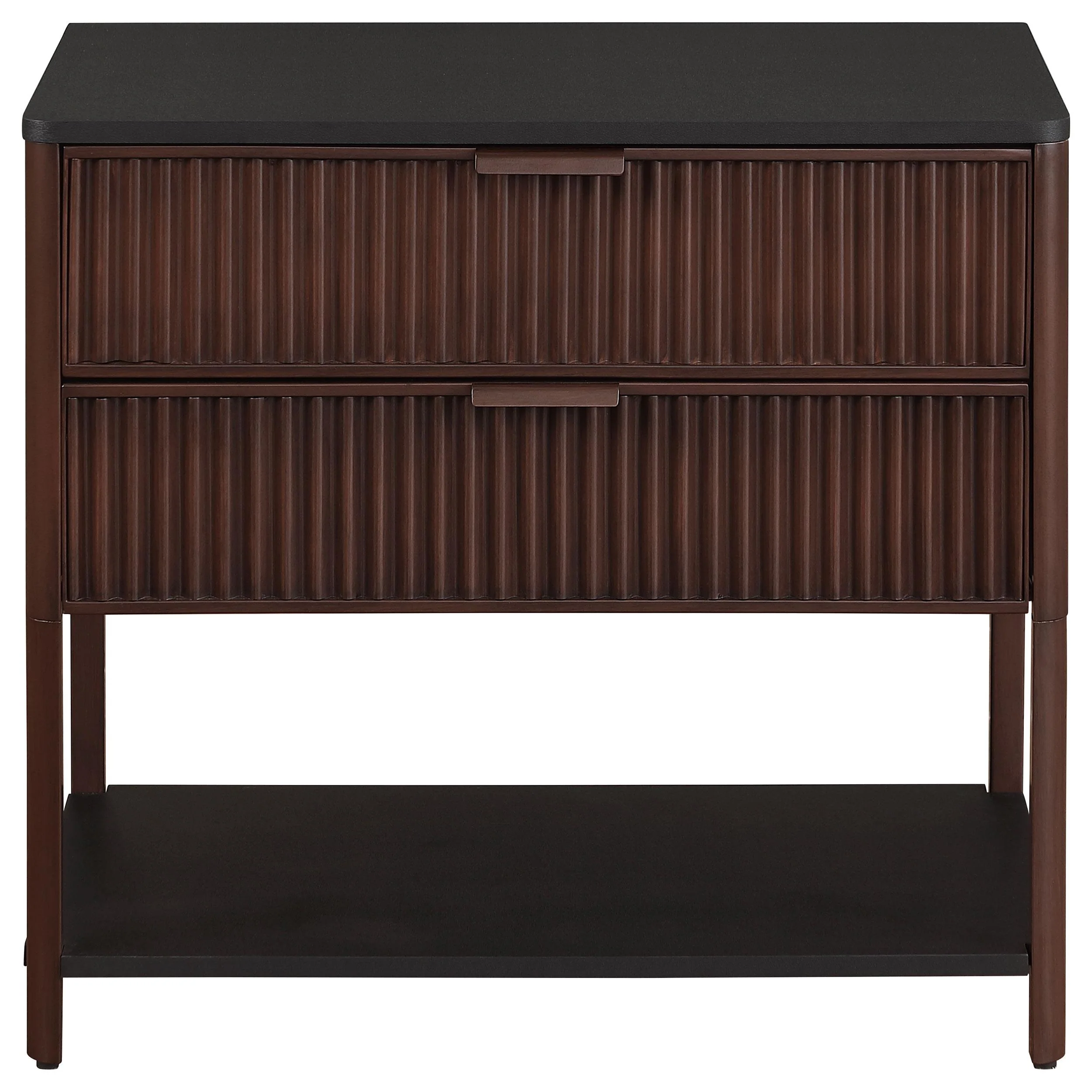 Coaster Furniture Zimmerlee 930221 2-Drawer Side Table with Shelf - Rust Brown - Image 2