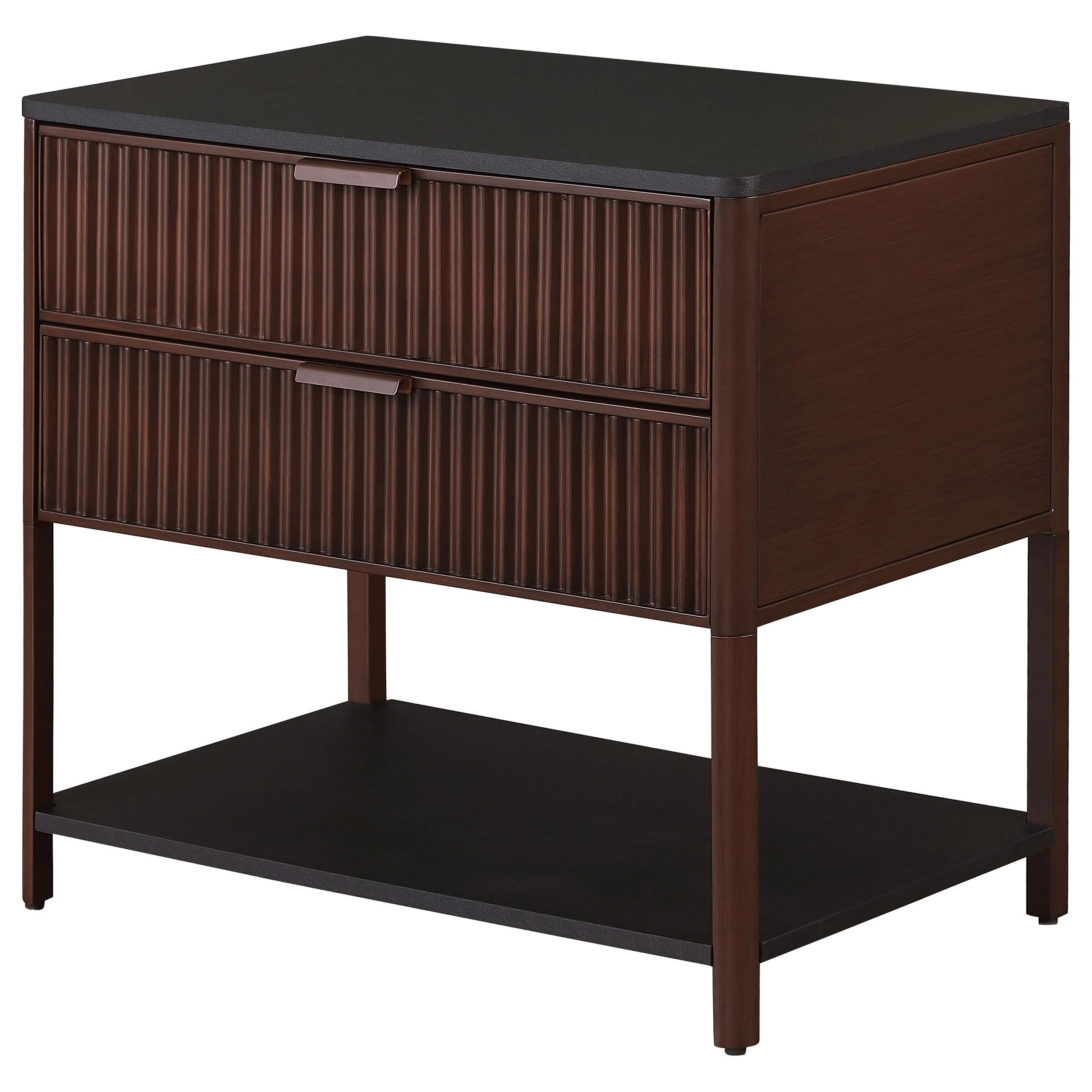 Coaster Furniture Zimmerlee 930221 2-Drawer Side Table with Shelf - Rust Brown - Image 3