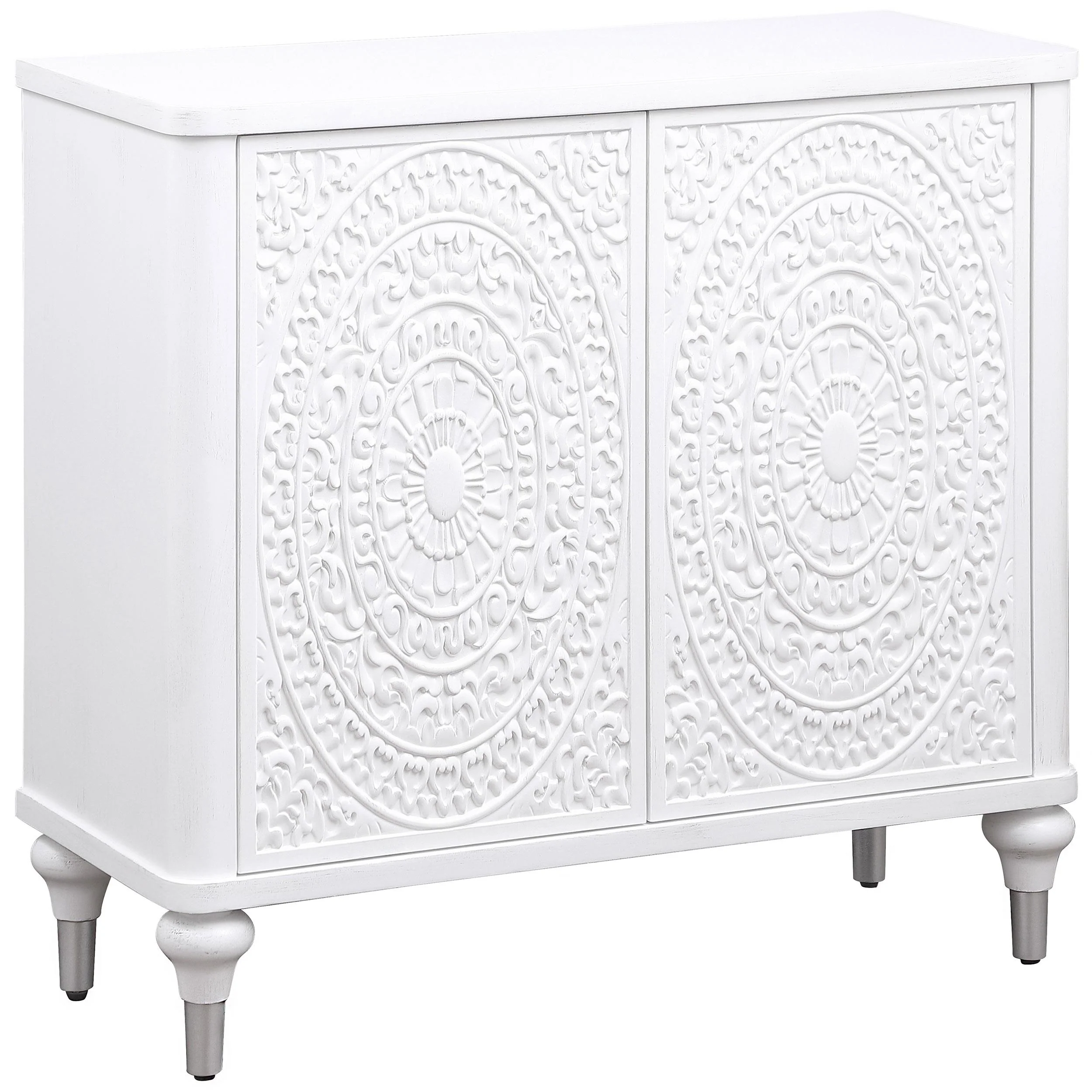 Coaster Furniture Cardella 950411 2-door Mandala Accent Cabinet – Distressed White