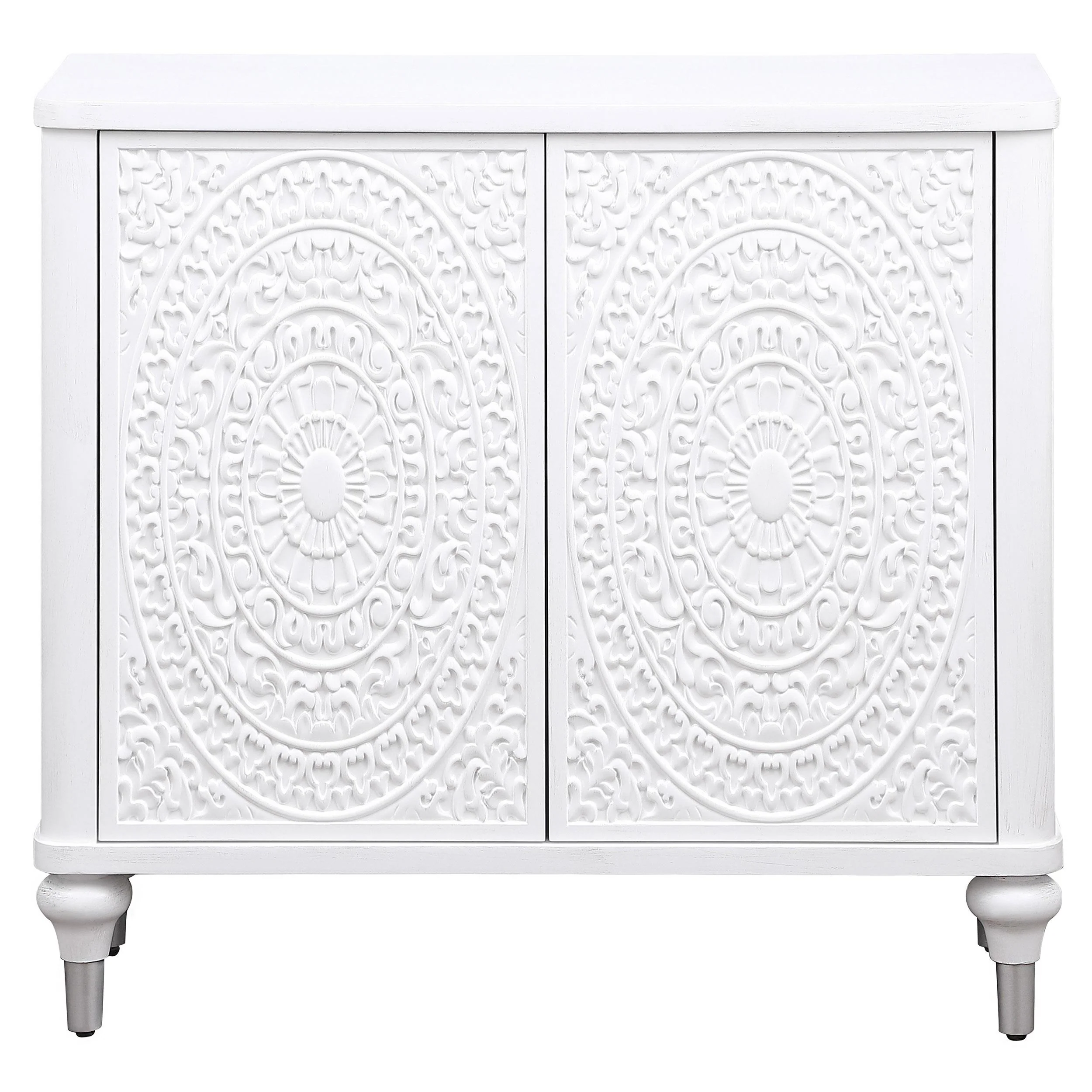 Coaster Furniture Cardella 950411 2-door Mandala Accent Cabinet - Distressed White - Image 2