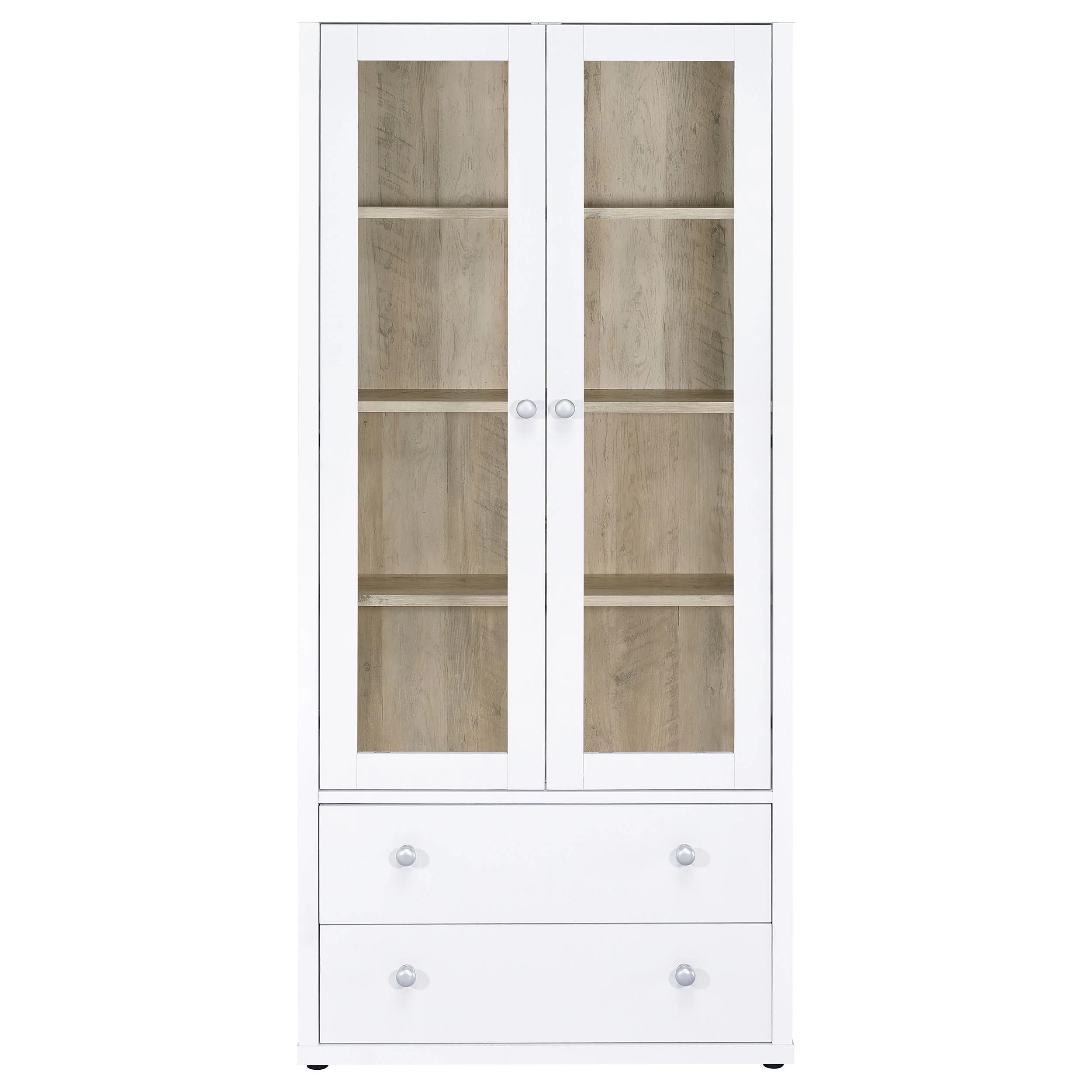 Coaster Furniture Hawthorne 953477 4-shelf Glass Door Tall Cabinet with Drawers - White - Image 3