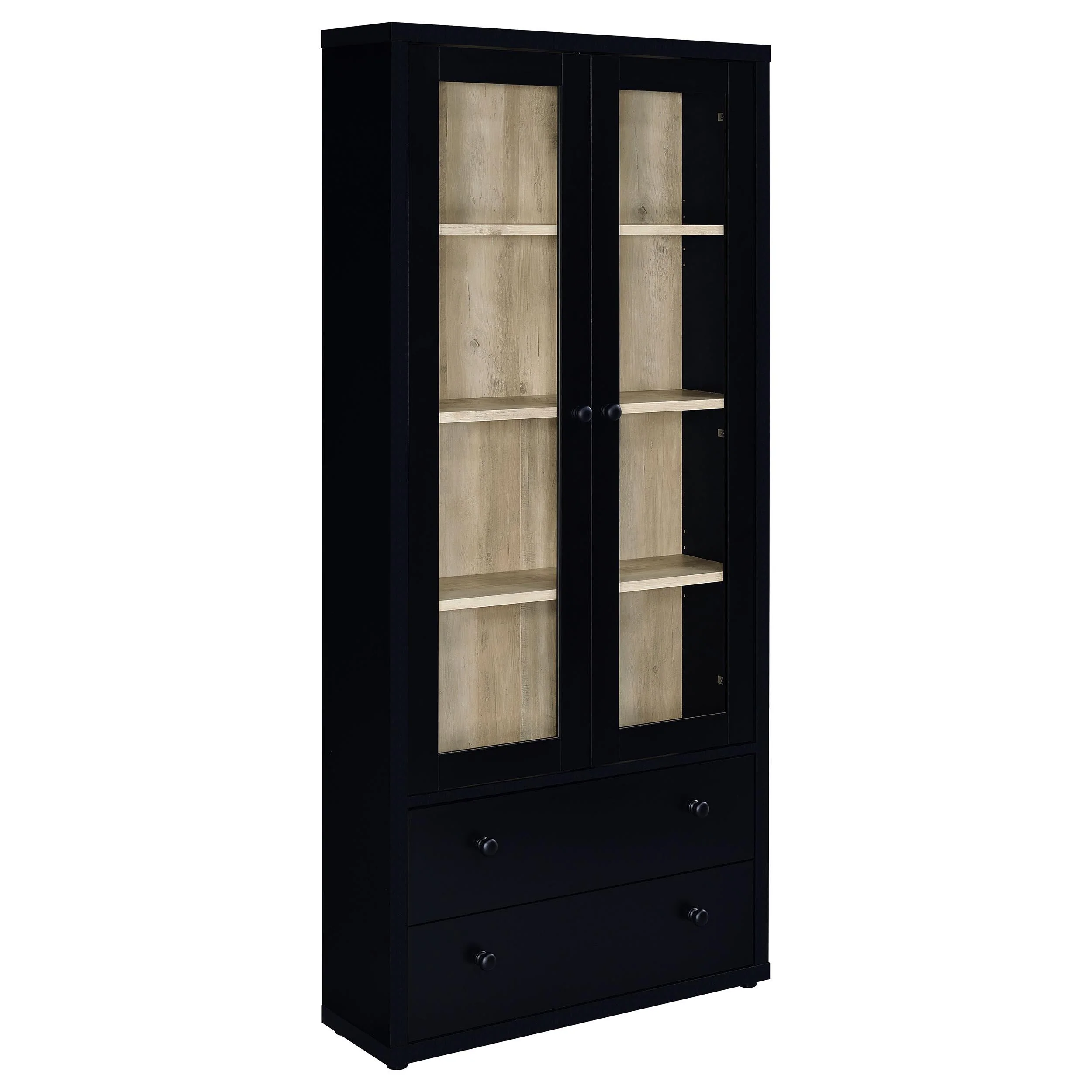 Coaster Furniture Hawthorne 953478 4-shelf Glass Door Cabinet with Drawers – Black